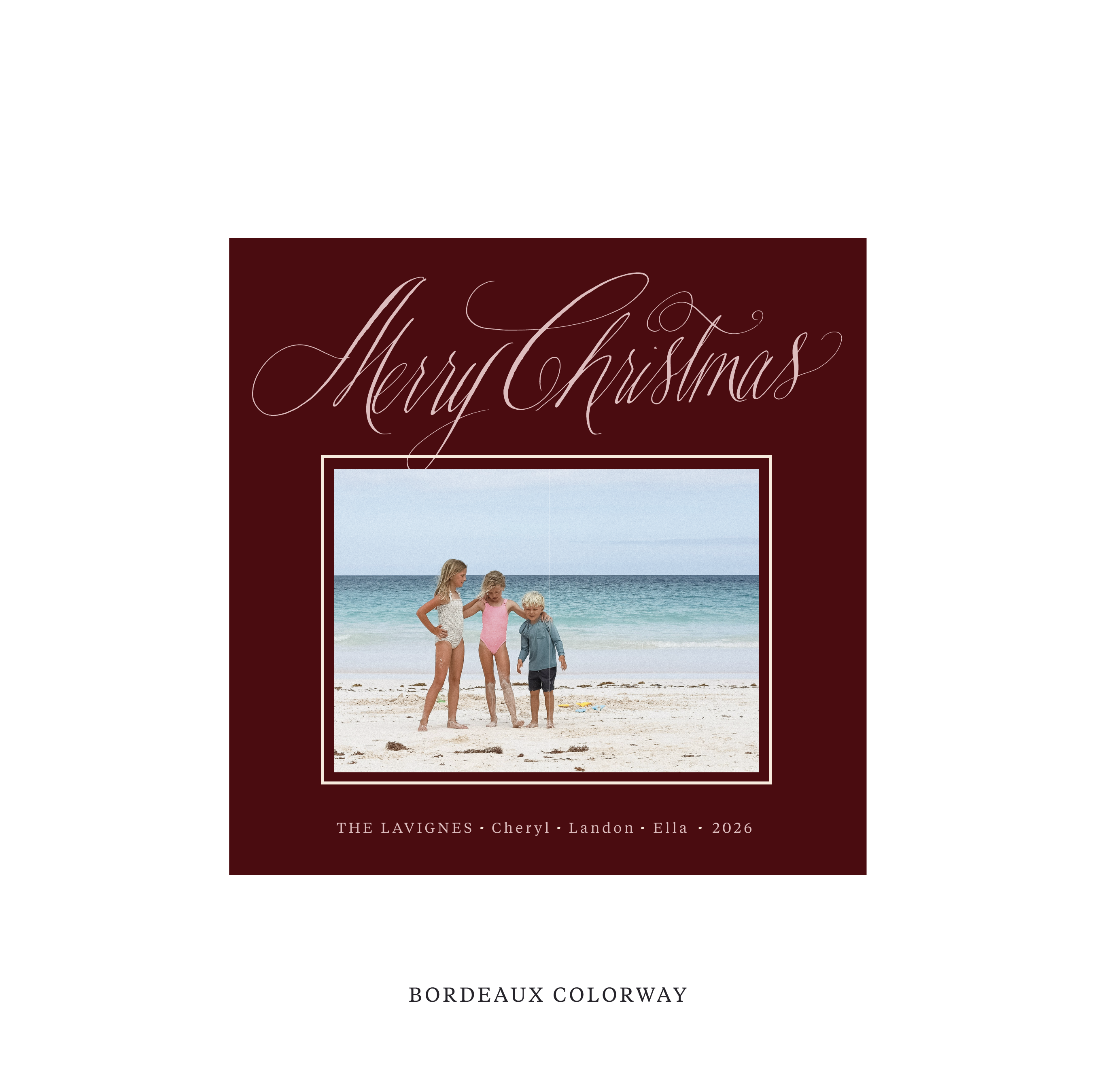 Lavigne Classic Flat Print Holiday Card, Square