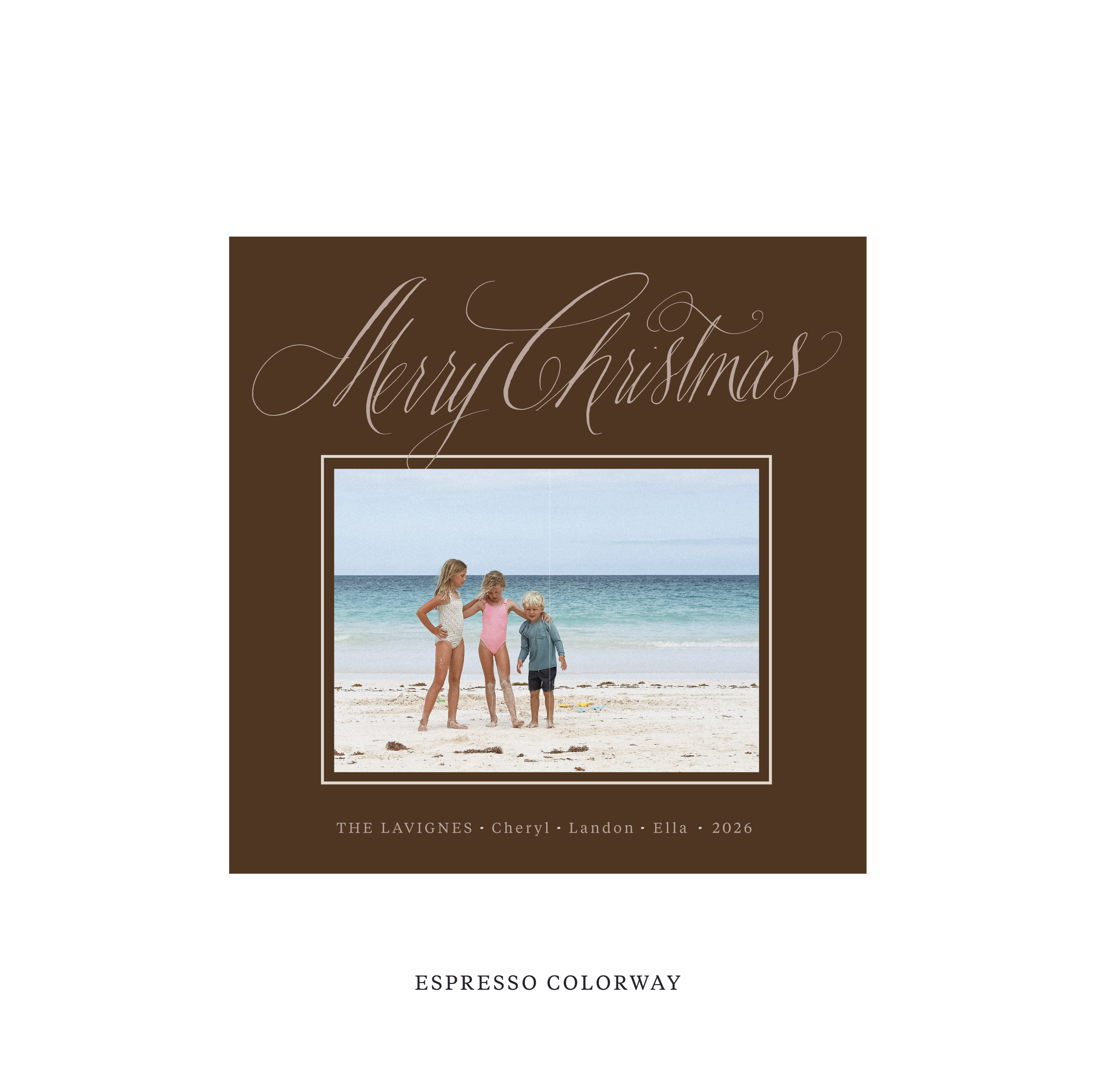 Lavigne Classic Flat Print Holiday Card, Square