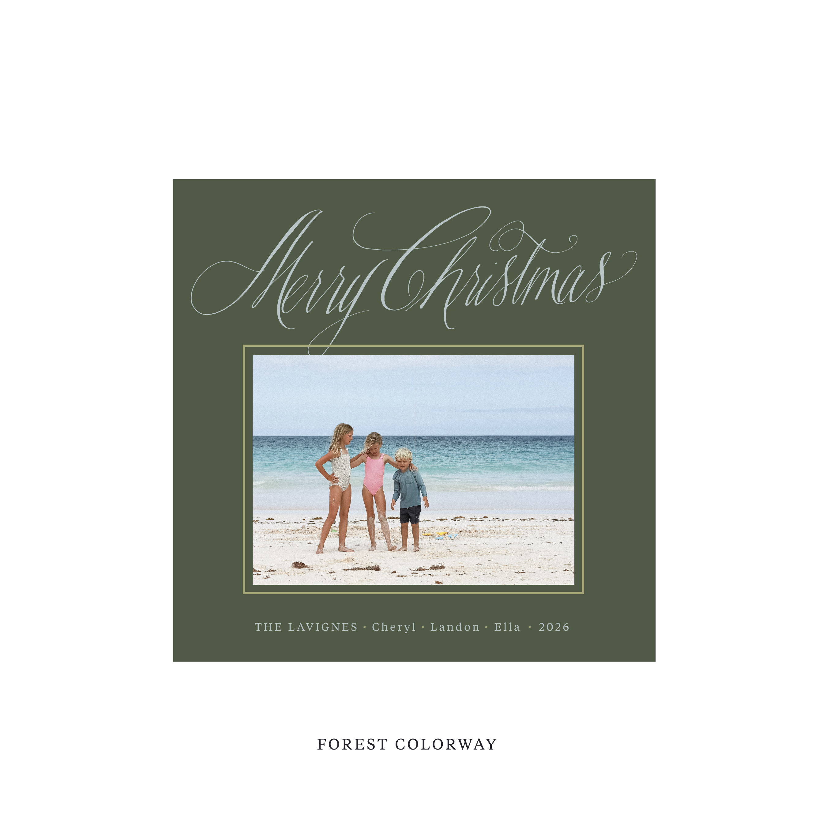 Lavigne Classic Flat Print Holiday Card, Square