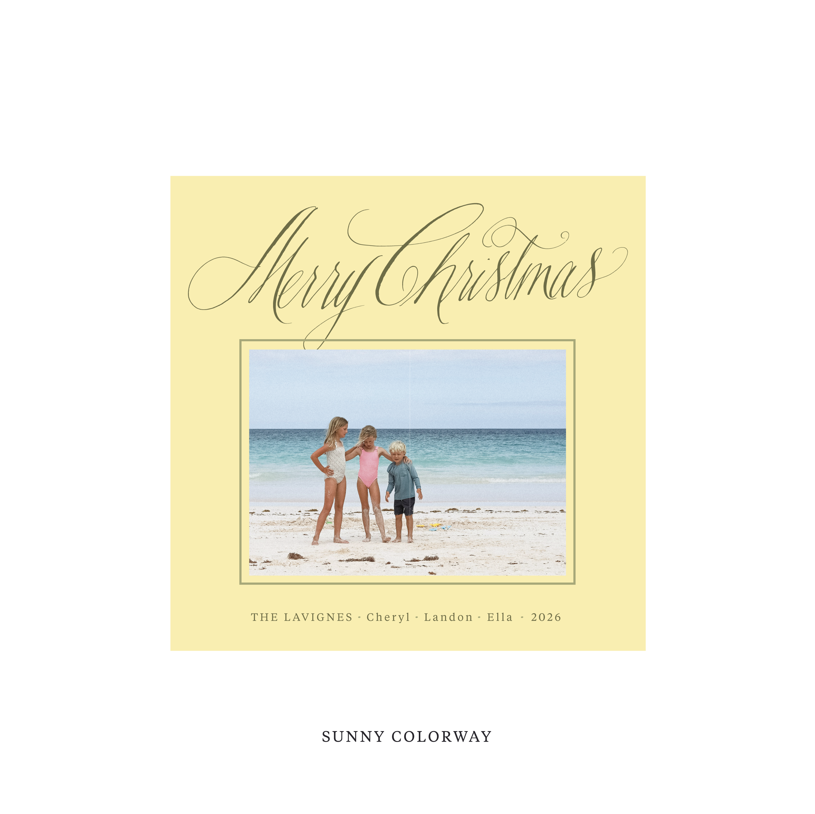 Lavigne Classic Flat Print Holiday Card, Square