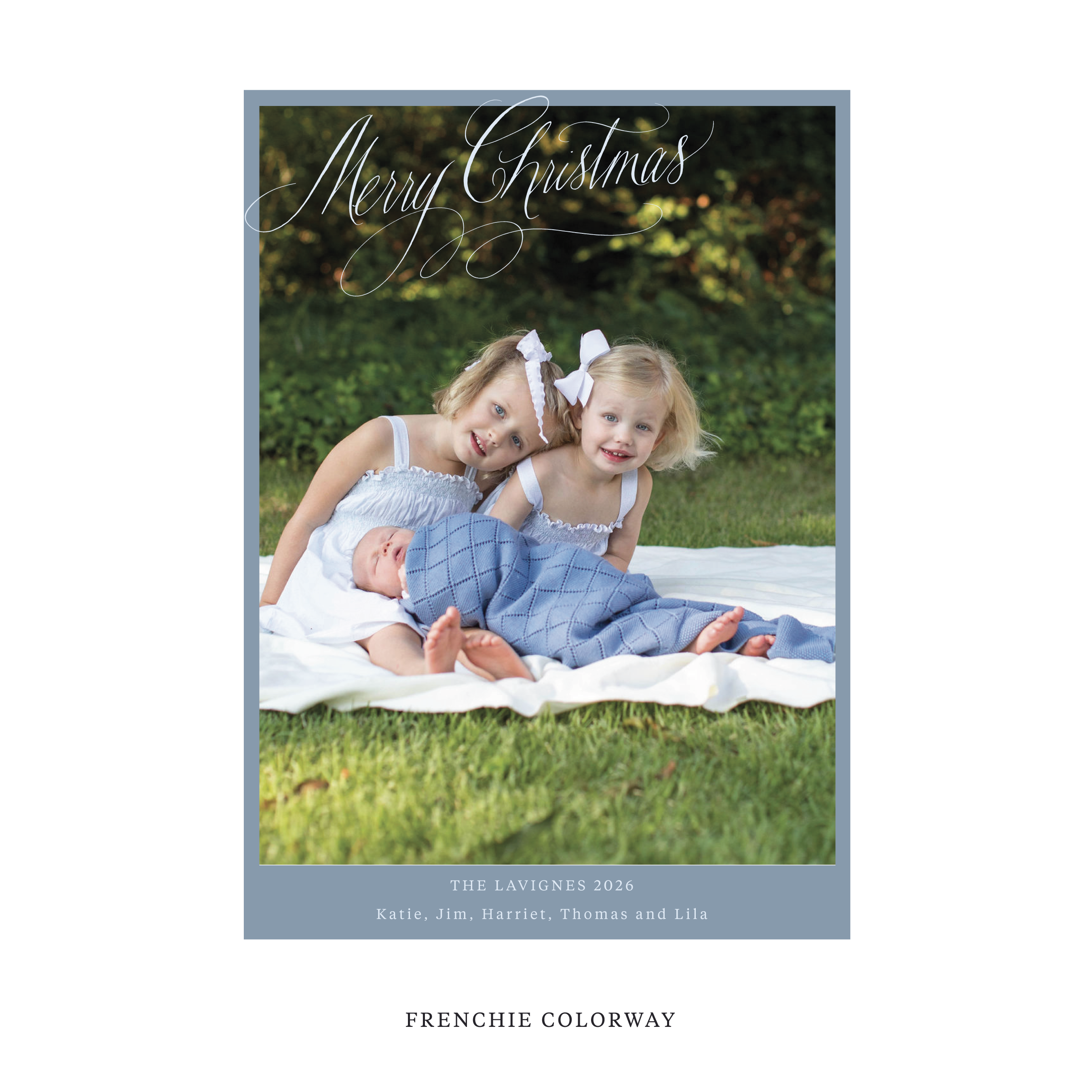 Celebrate the season with the Lavigne "Merry Christmas" Holiday Card by Stovall Collection. Featuring original hand-lettered artwork, this luxury personalized photo mount holiday card is available in 22 thoughtfully curated flat printing colorways.