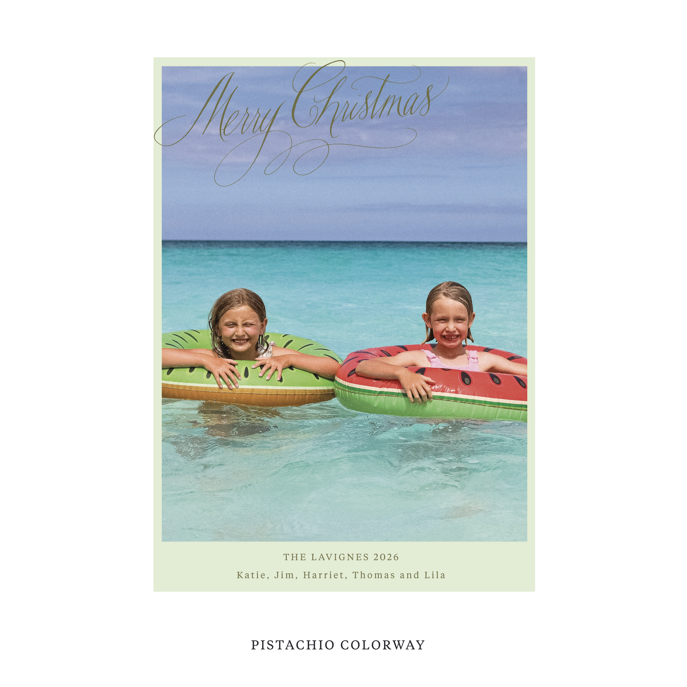 Celebrate the season with the Lavigne "Merry Christmas" Holiday Card by Stovall Collection. Featuring original hand-lettered artwork, this luxury personalized photo mount holiday card is available in 22 thoughtfully curated flat printing colorways.