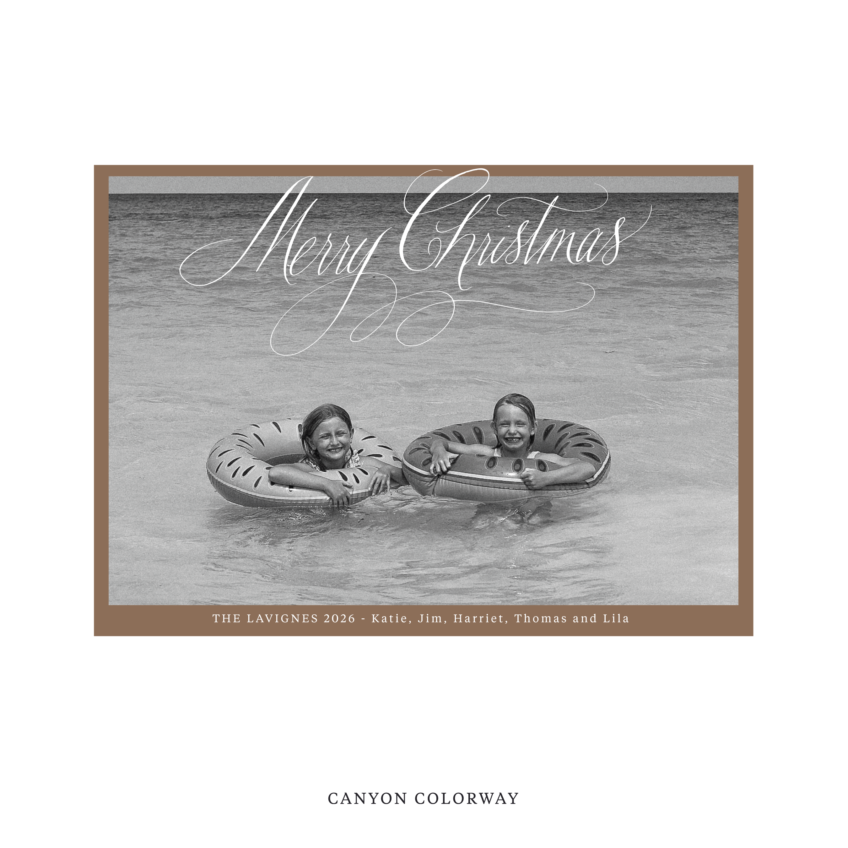 Celebrate the season with the Lavigne "Merry Christmas" Holiday Card by Stovall Collection. Featuring original hand-lettered artwork, this luxury personalized photo mount holiday card is available in 22 thoughtfully curated flat printing colorways.