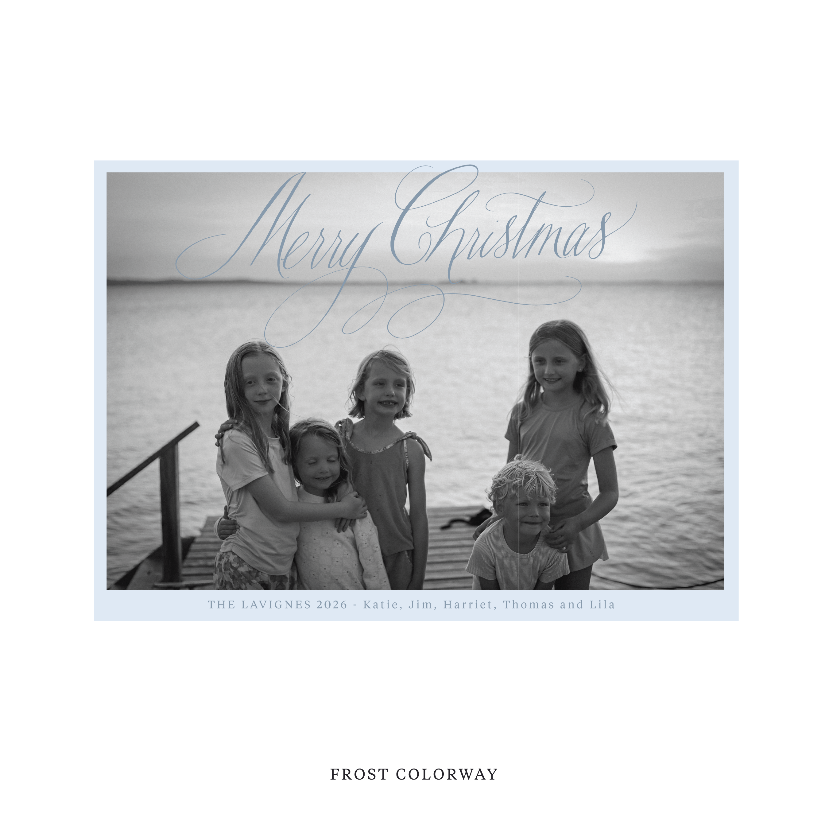 Celebrate the season with the Lavigne "Merry Christmas" Holiday Card by Stovall Collection. Featuring original hand-lettered artwork, this luxury personalized photo mount holiday card is available in 22 thoughtfully curated flat printing colorways.
