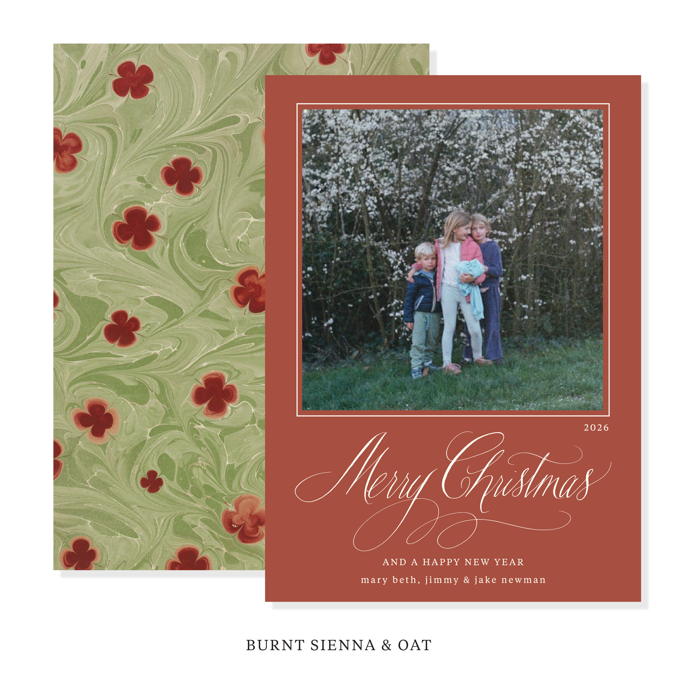 Simone Marbled Classic Printed Holiday Card