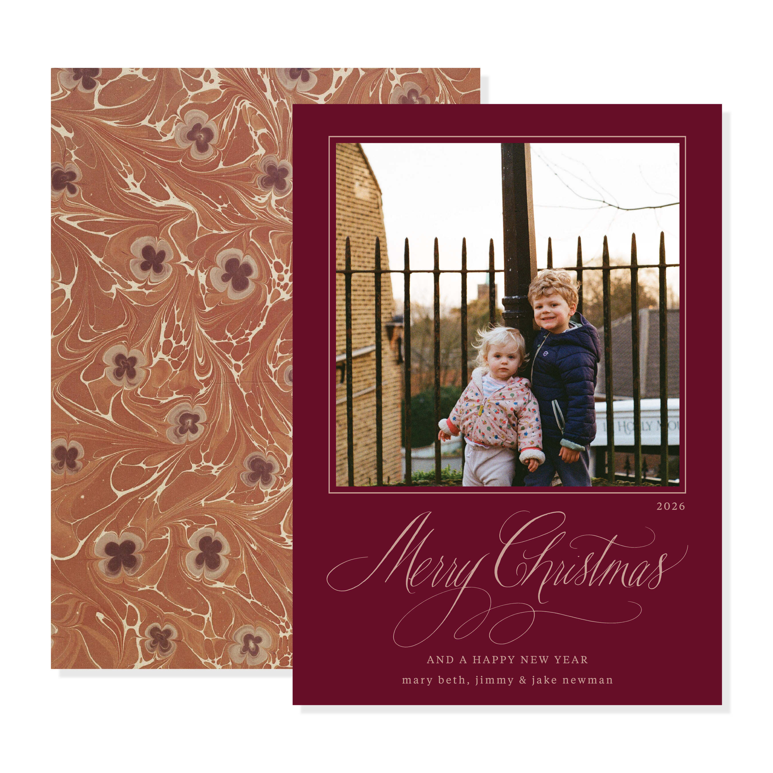 Carlotta Marbled Classic Printed Holiday Card