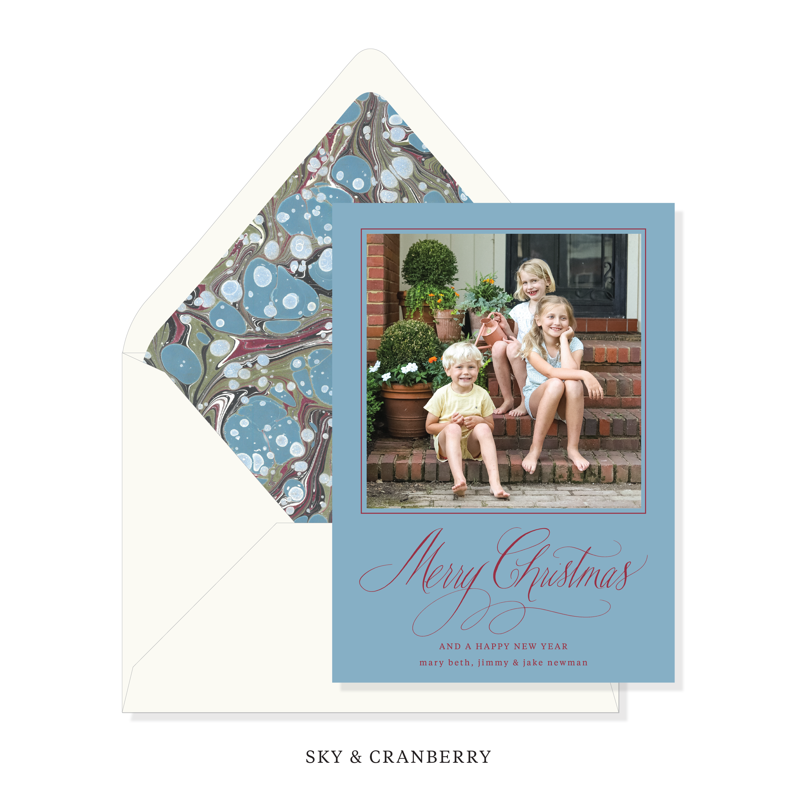 Celeste Marbled Classic Printed Holiday Card