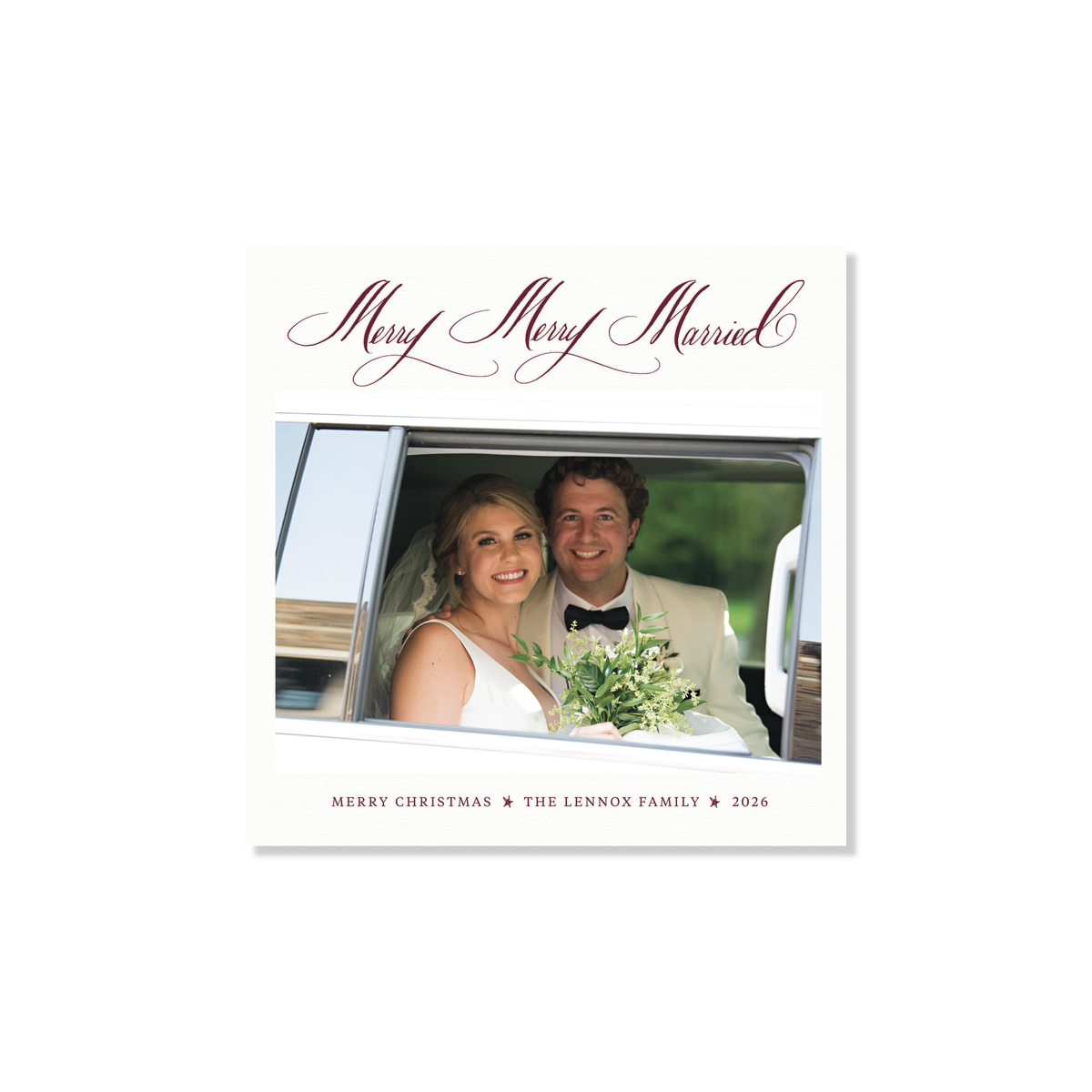 Lennox Letterpress Holiday Card, Small Square (White Paper)