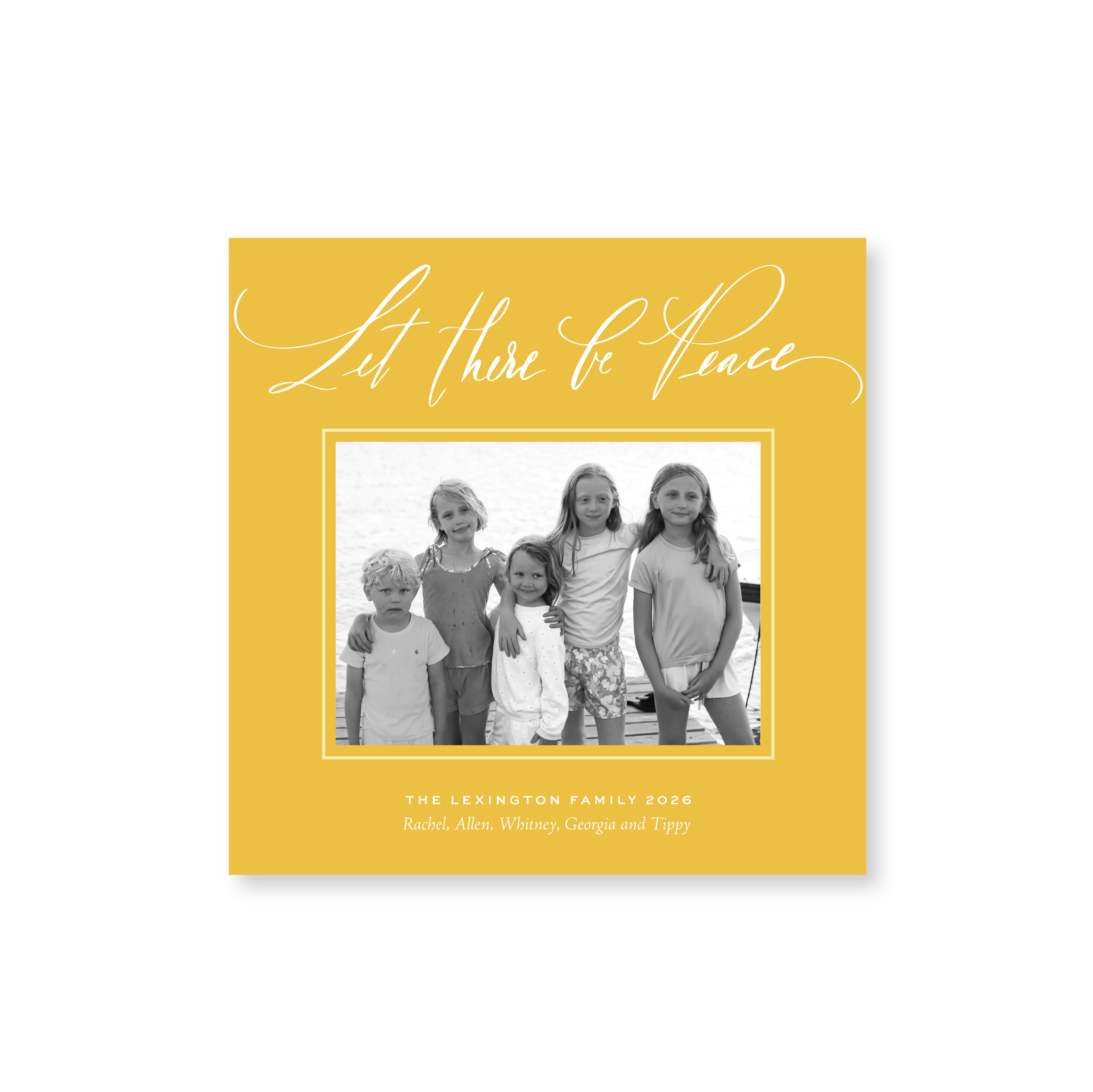 Lexington Classic Flat Print Let There Be Peace photo mount holiday card featuring original hand-lettered artwork by Stovall Collection.