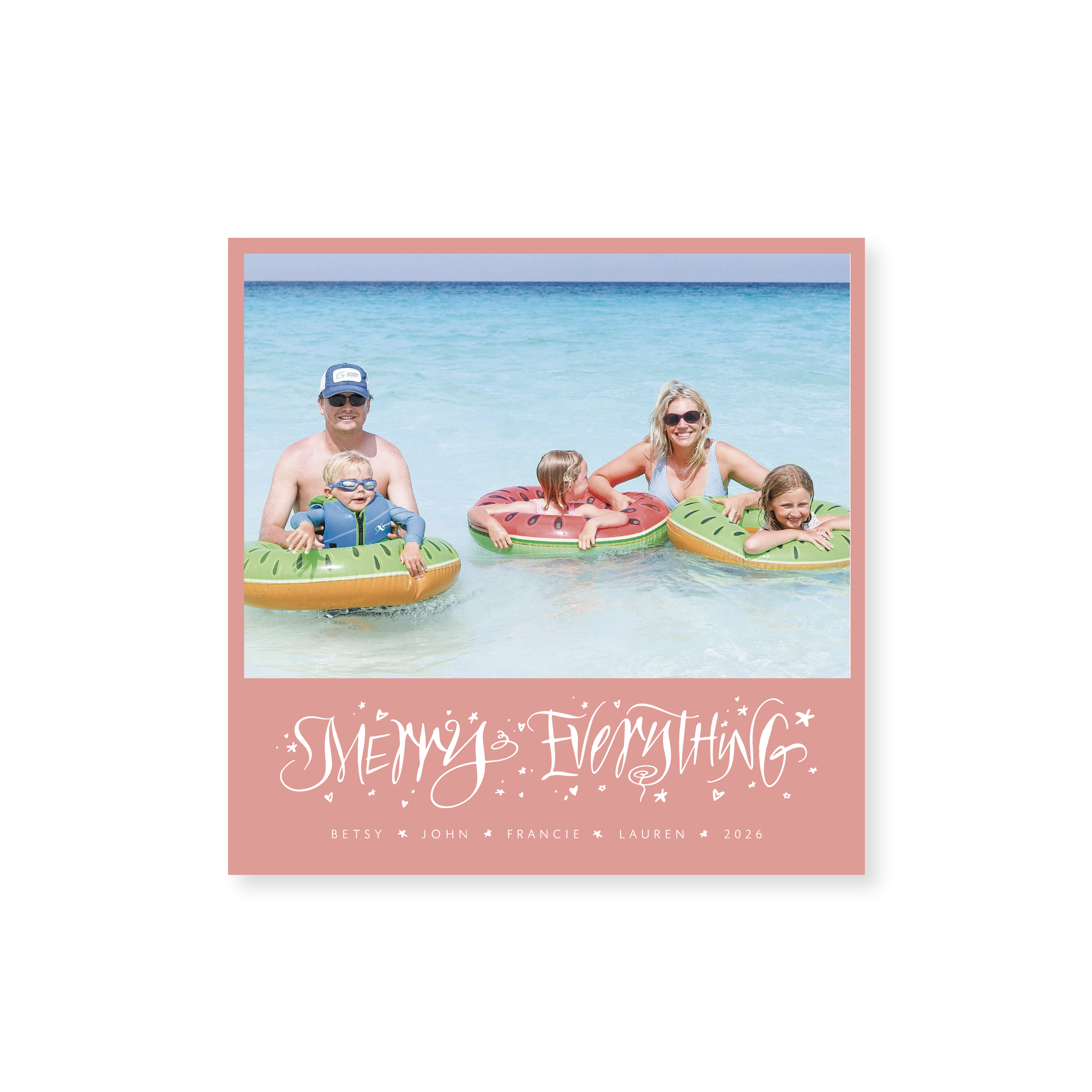 Ansley Classic Flat Print Merry Everything photo mount holiday card featuring original hand-lettered artwork by Stovall Collection.