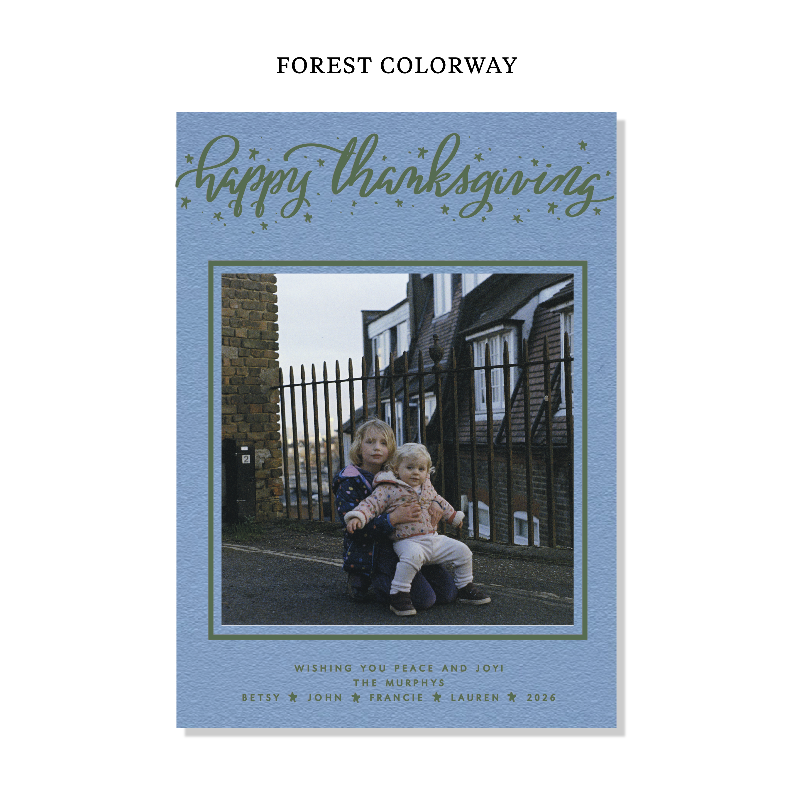 Murphy Letterpress Holiday Card, Large (Colored Paper)