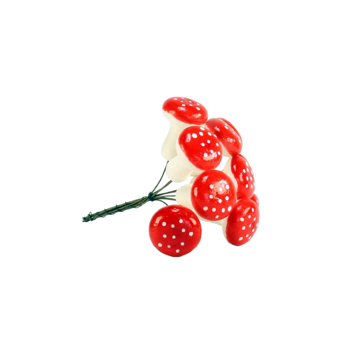 Petite retro mushroom embellishments for Christmas bows and wrapped gifts
