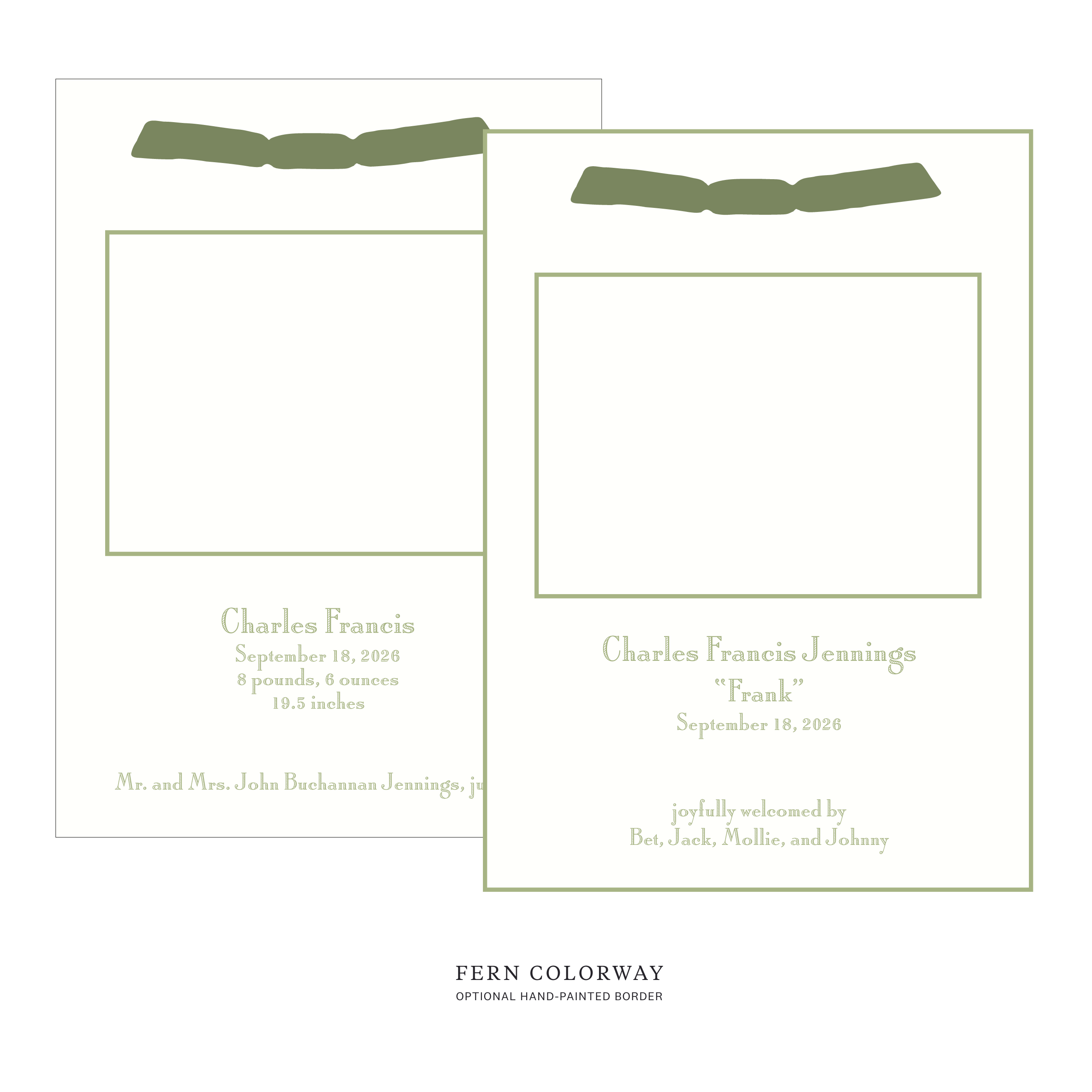 Cambridge Ribbon Photo Birth Announcement
