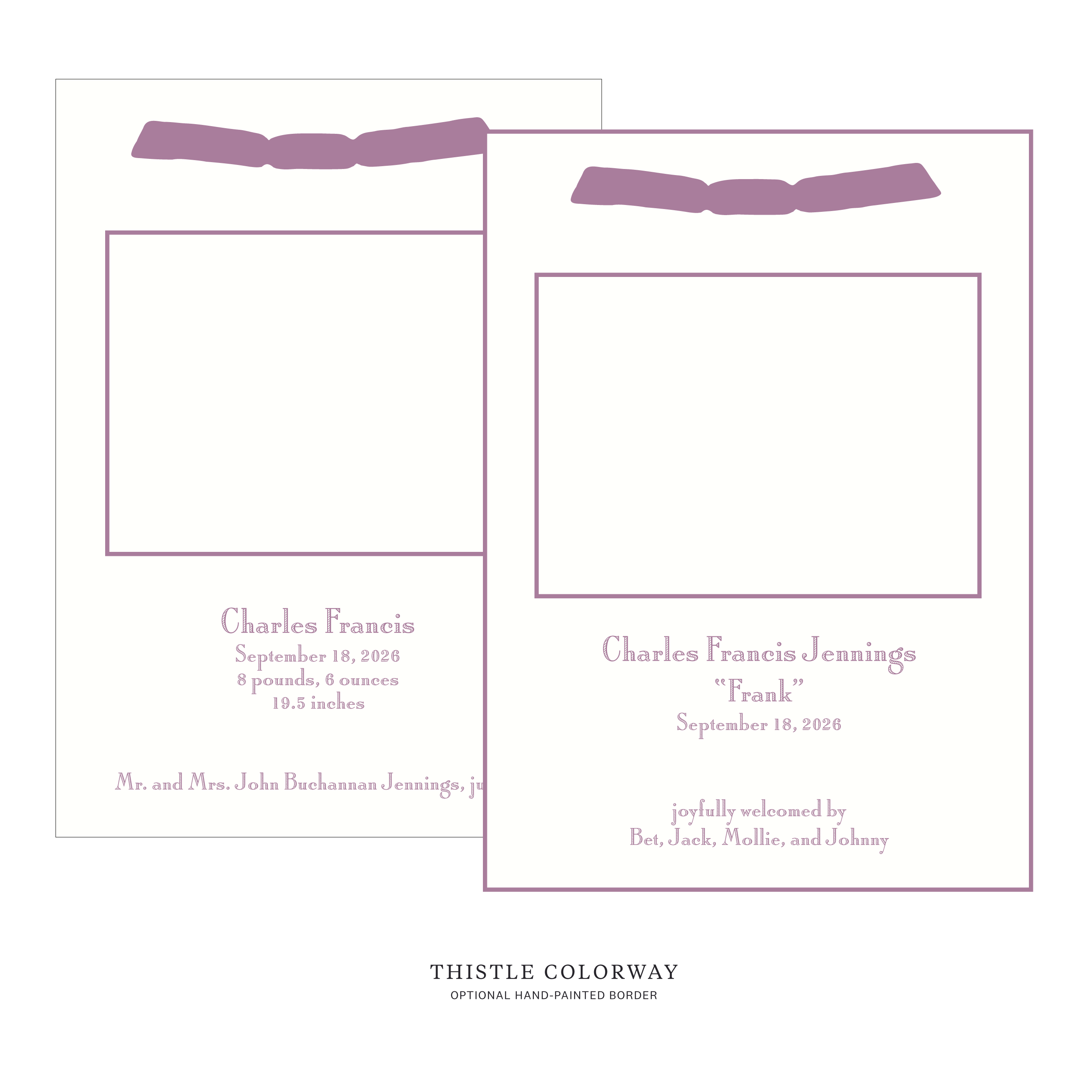 Cambridge Ribbon Photo Birth Announcement