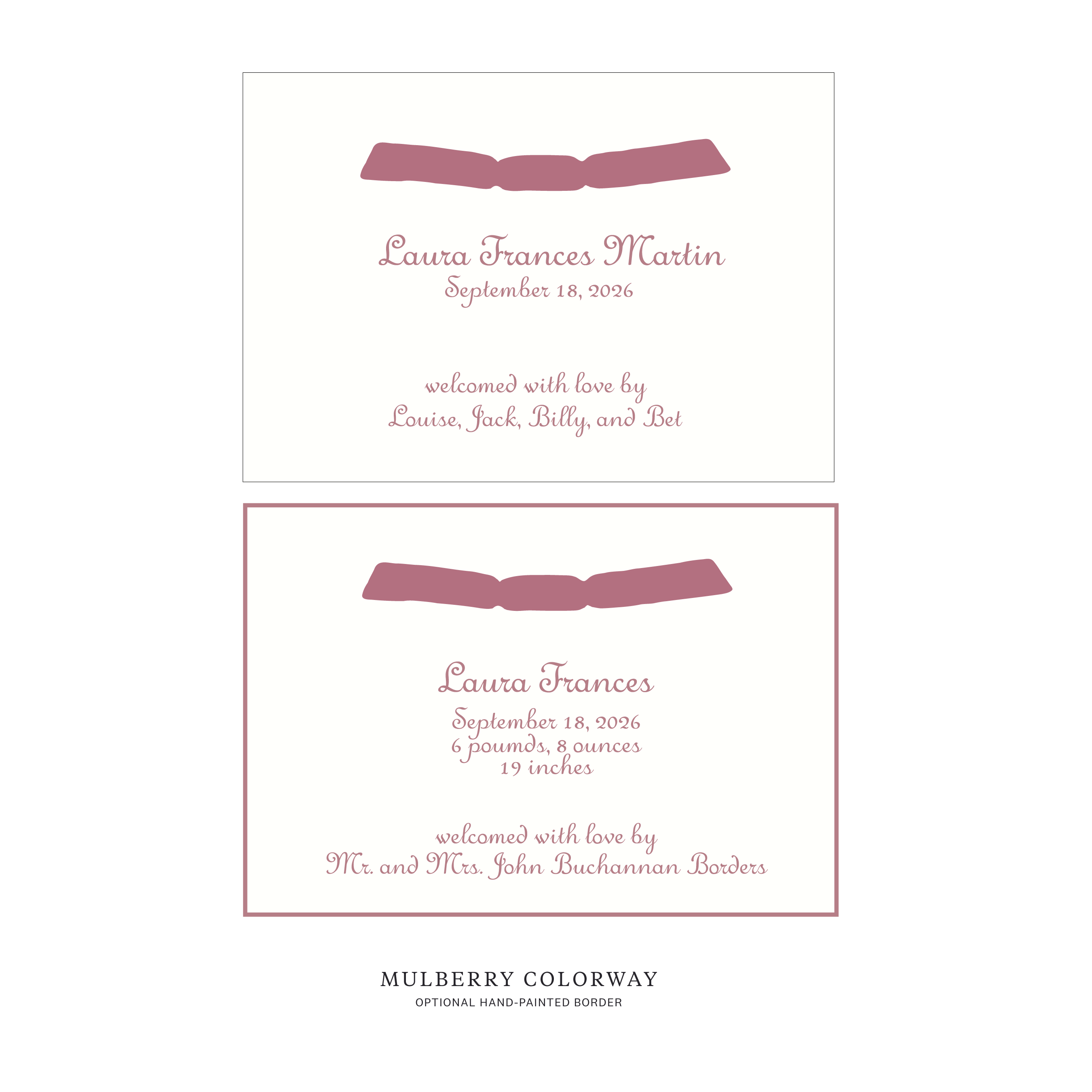 Campbell Ribbon Birth Announcement