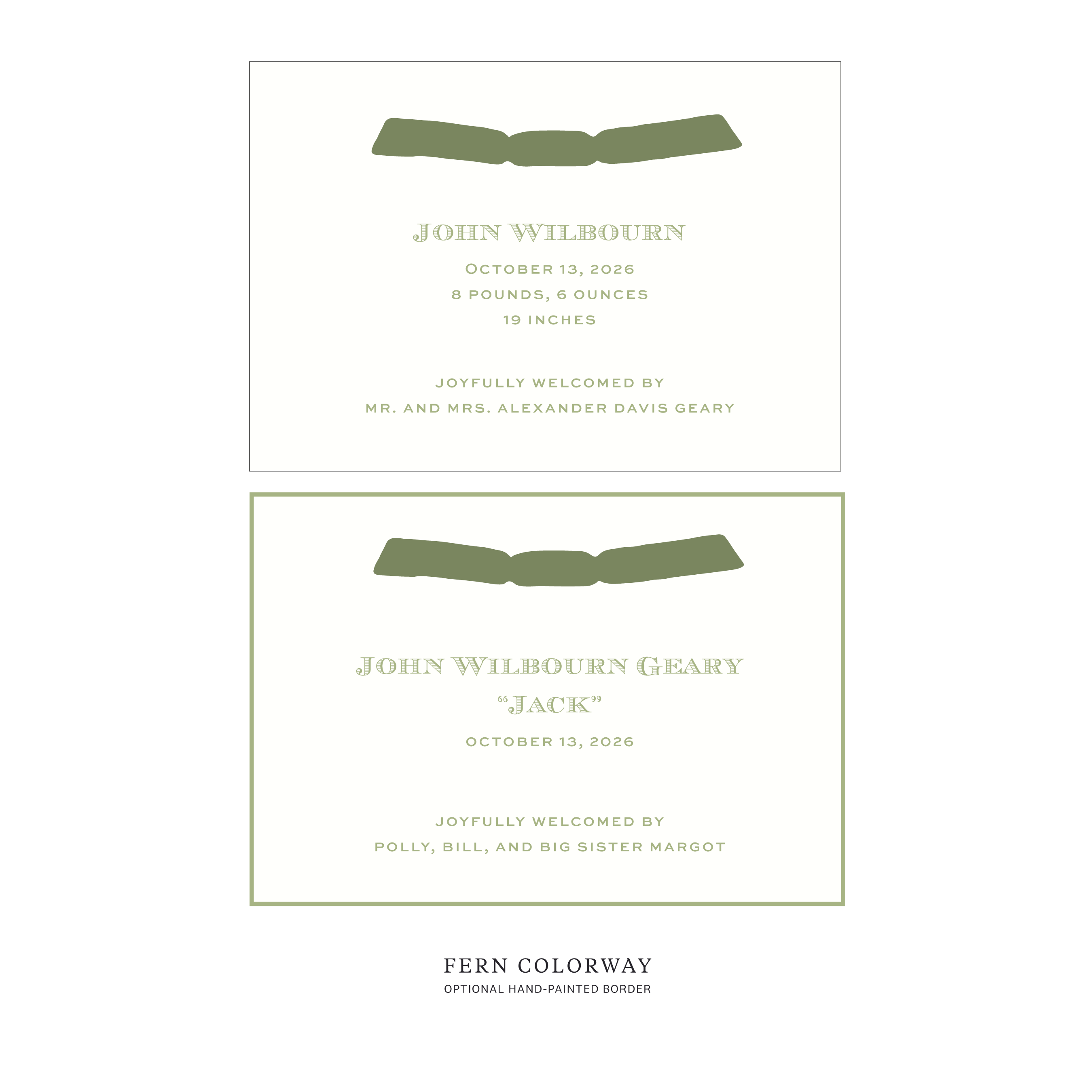 Heath Ribbon Birth Announcement