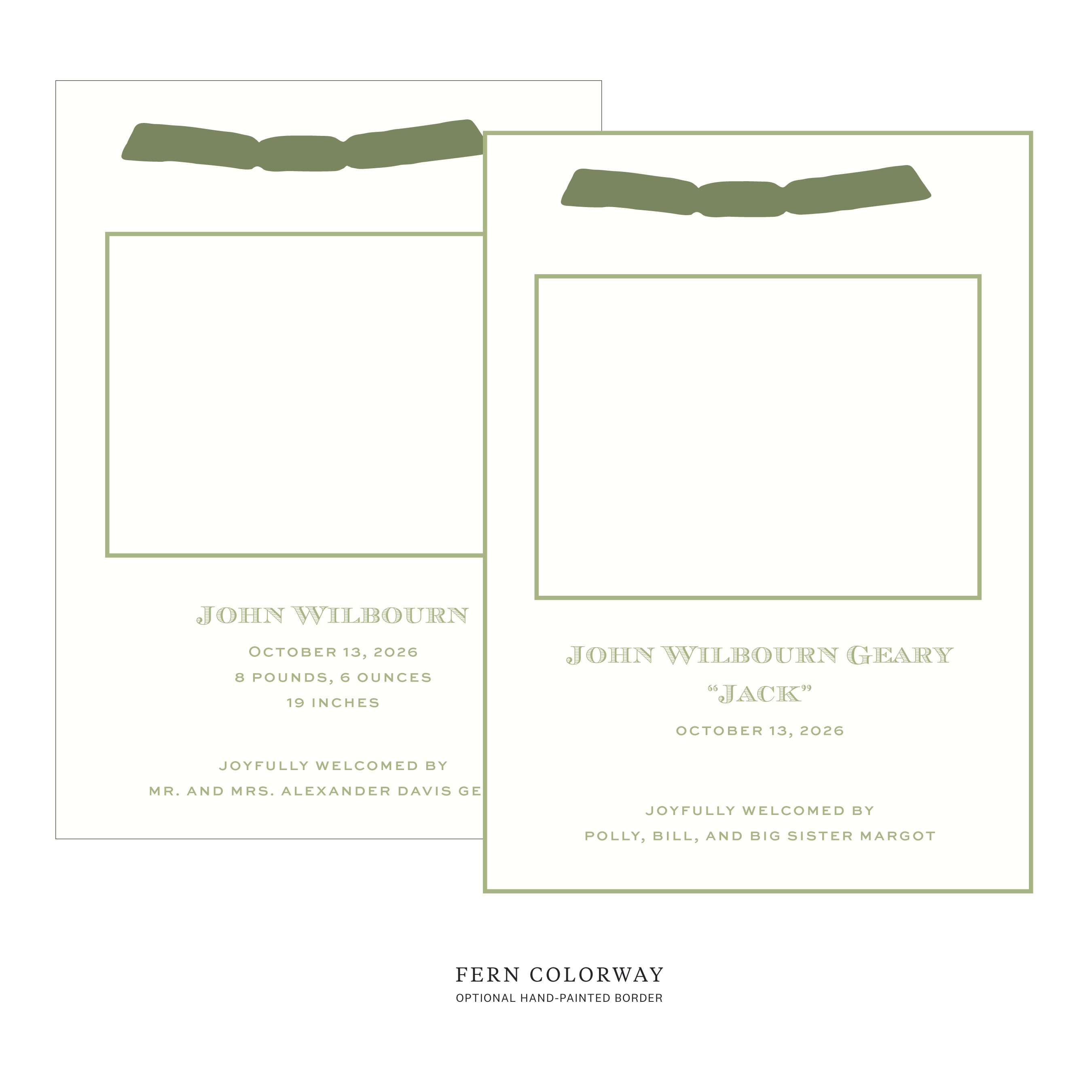 Heath Ribbon Photo Birth Announcement