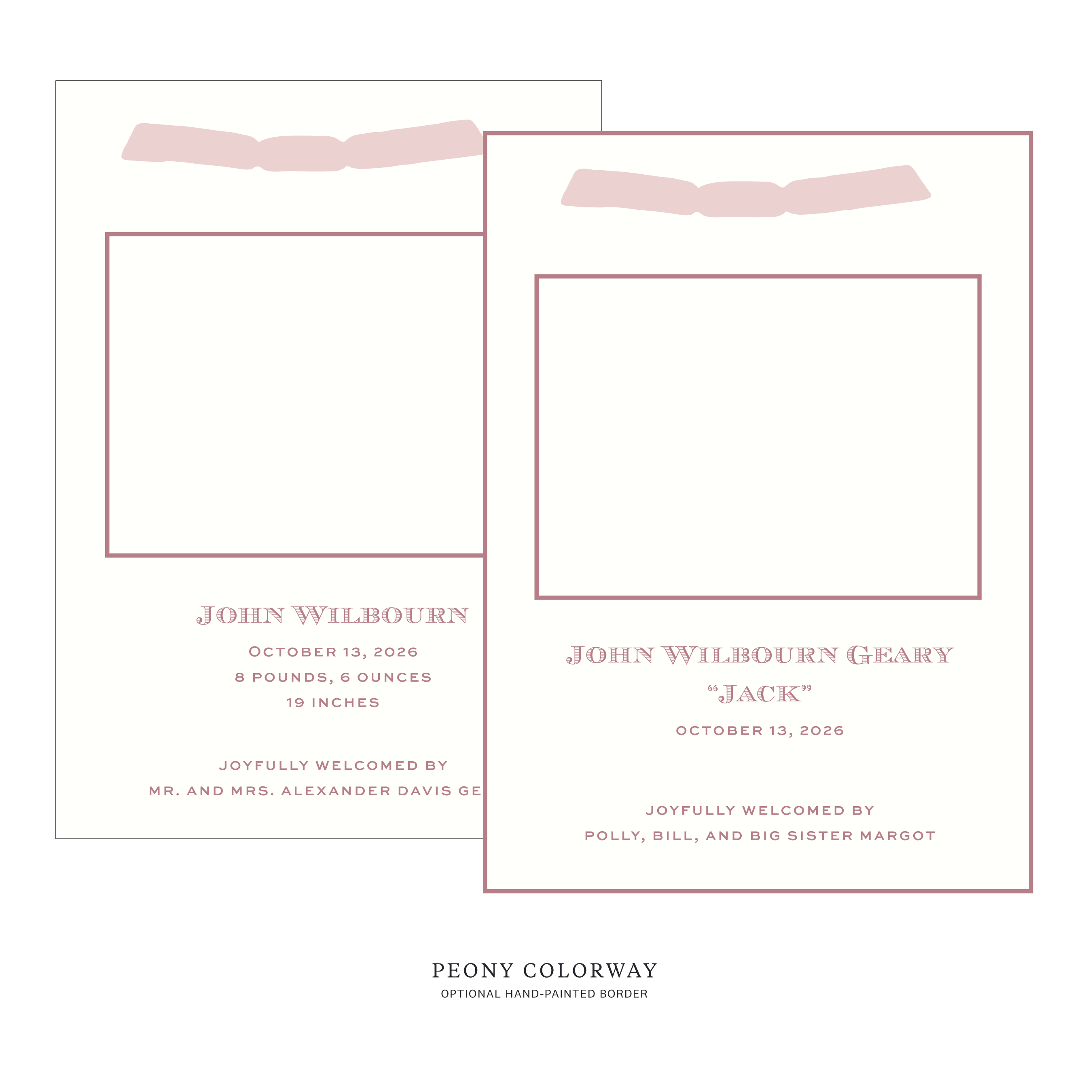 Heath Ribbon Photo Birth Announcement