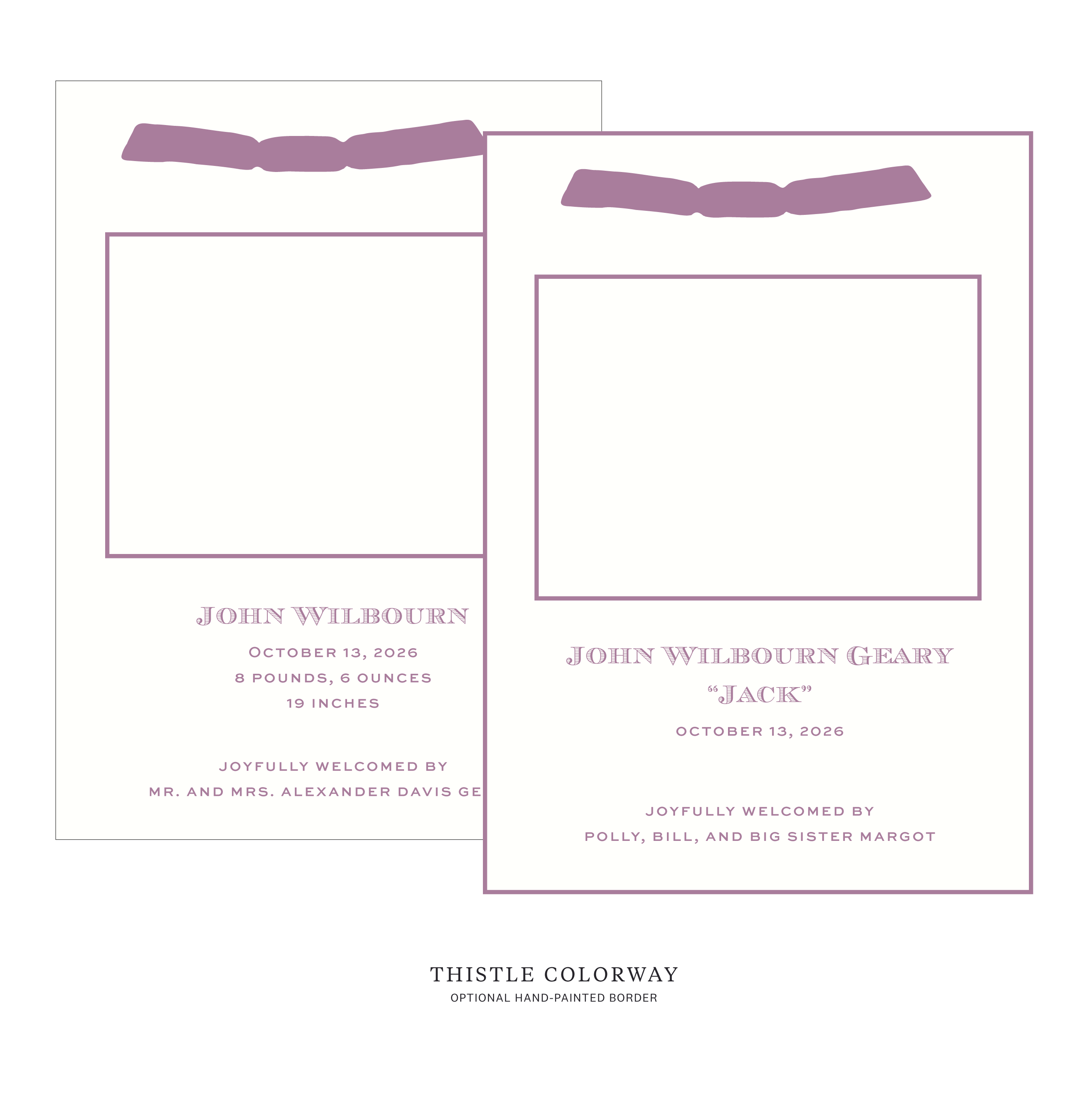 Heath Ribbon Photo Birth Announcement