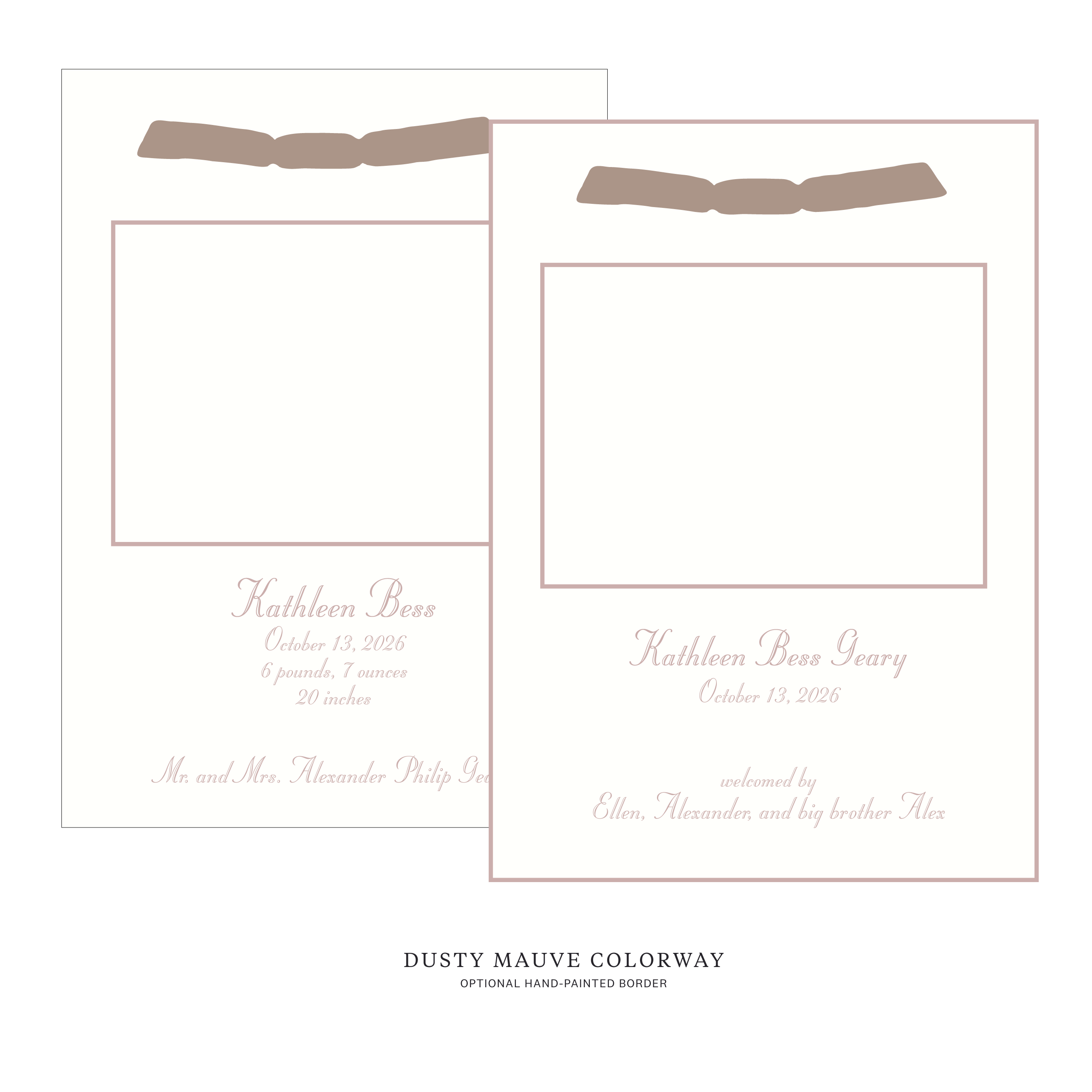 Mayfair Ribbon Photo Birth Announcement