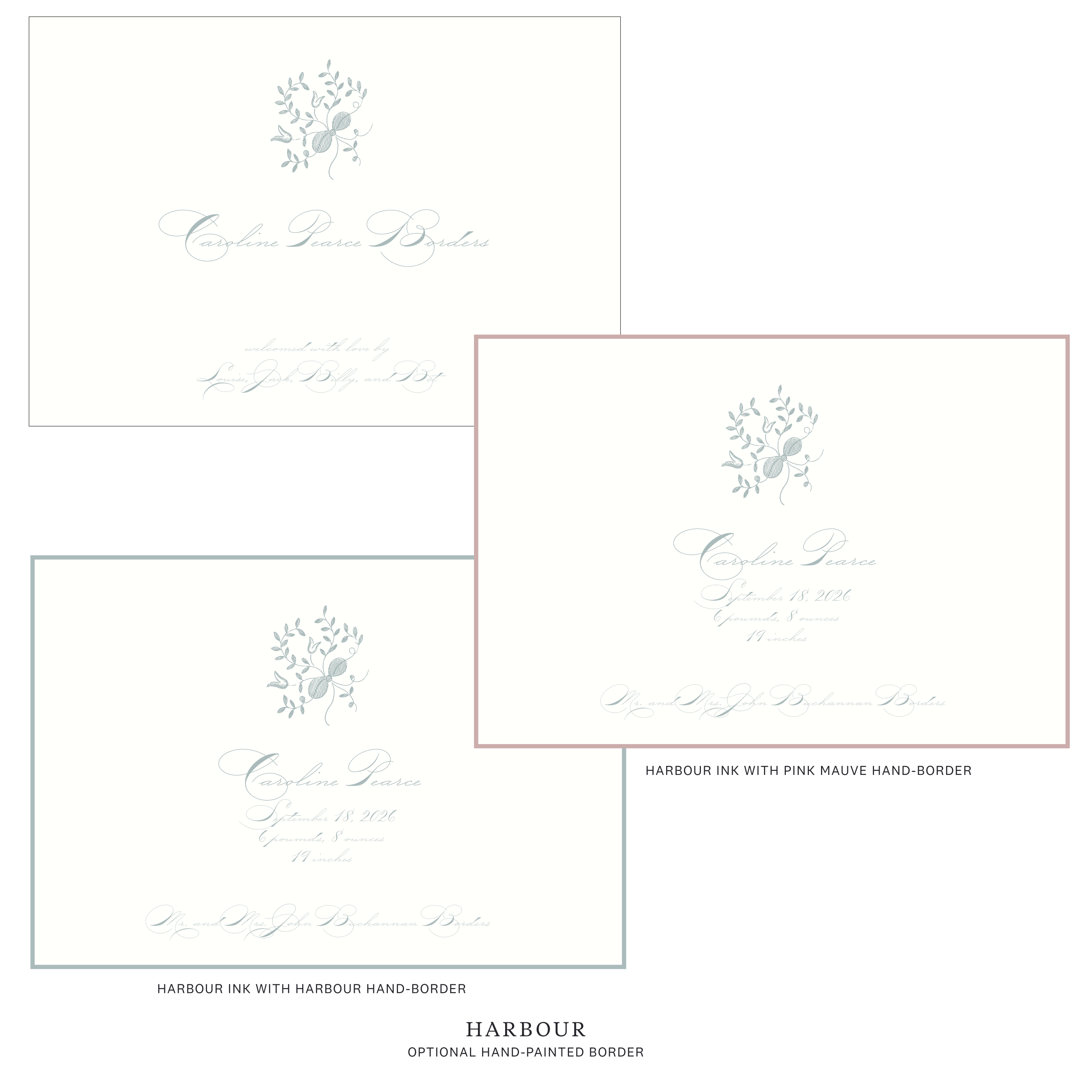 Primrose Motif Birth Announcement