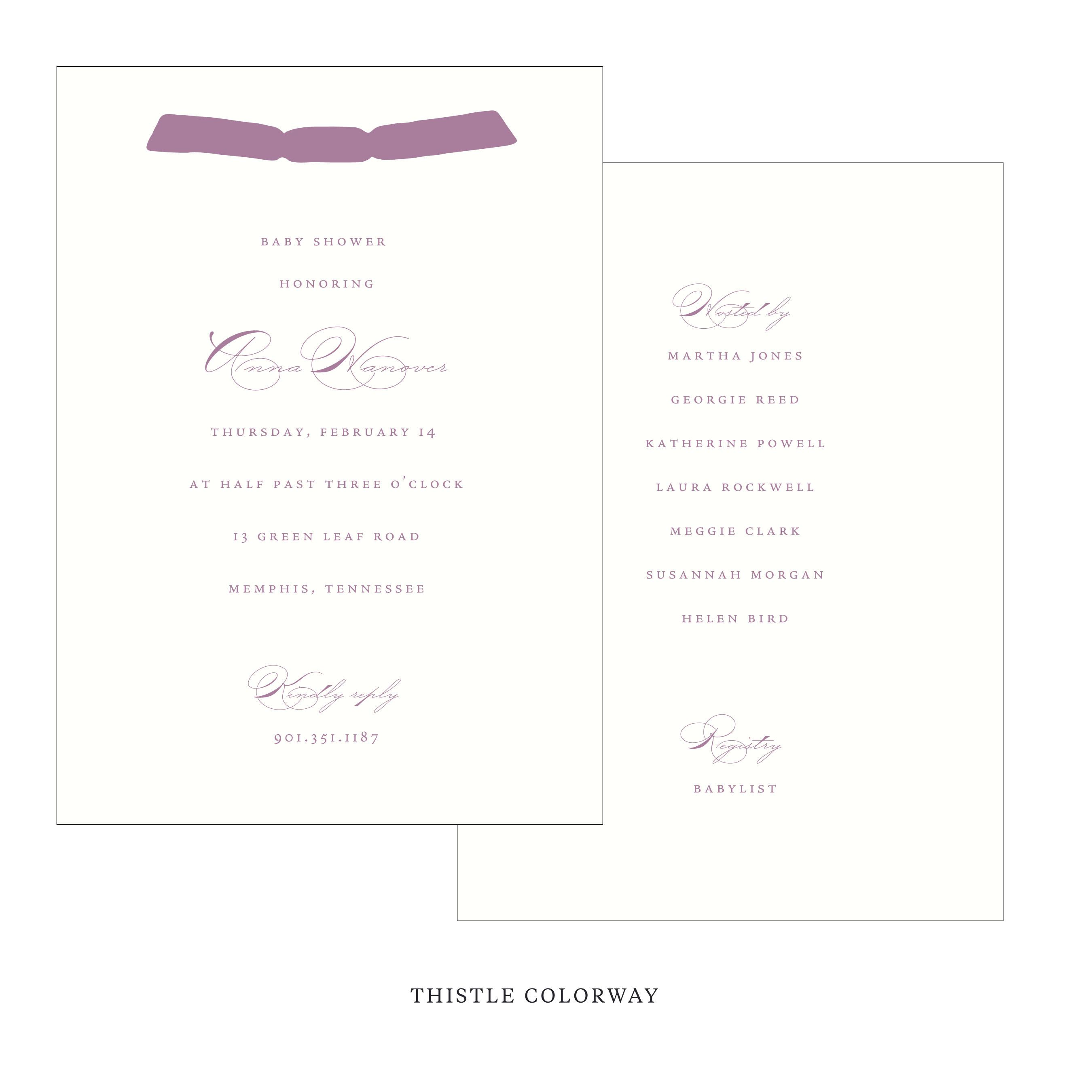 Primrose Ribbon Baby Shower Invitation