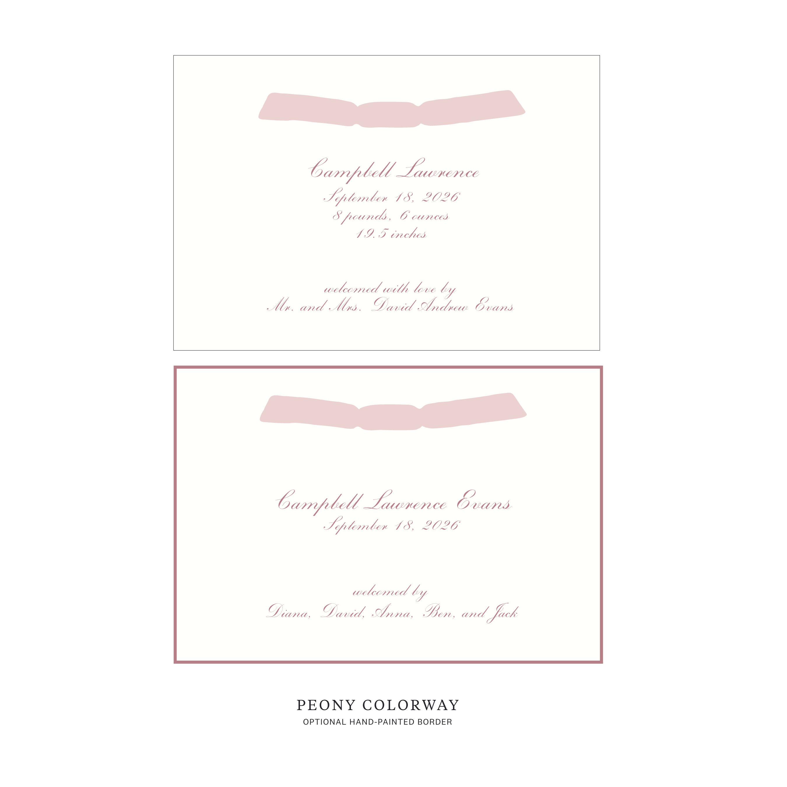 Surrey Ribbon Birth Announcement