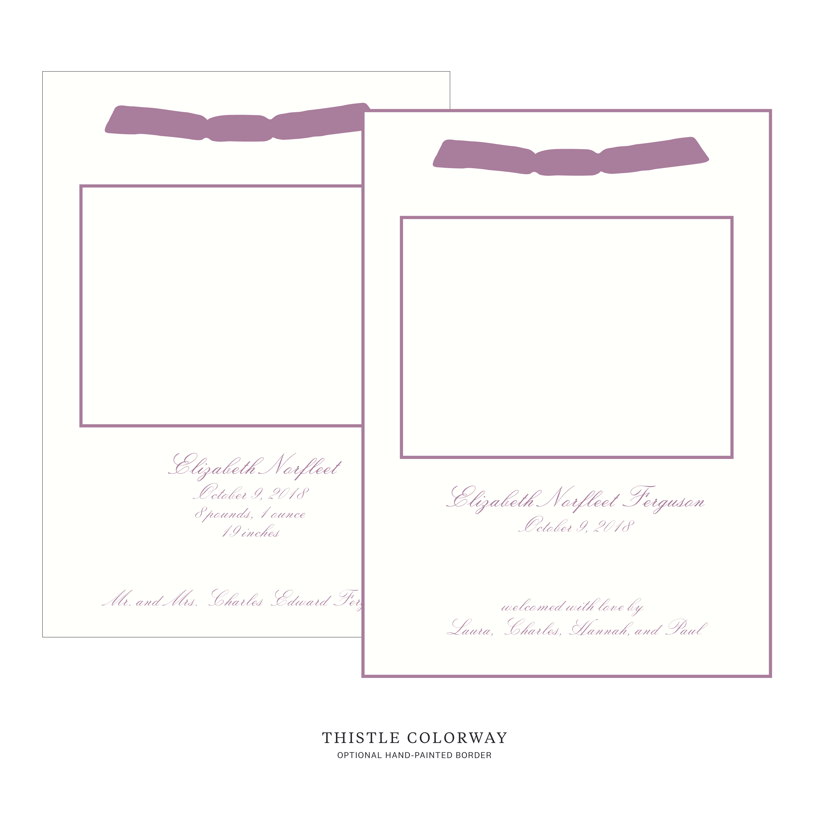 Sutton Ribbon Photo Birth Announcement