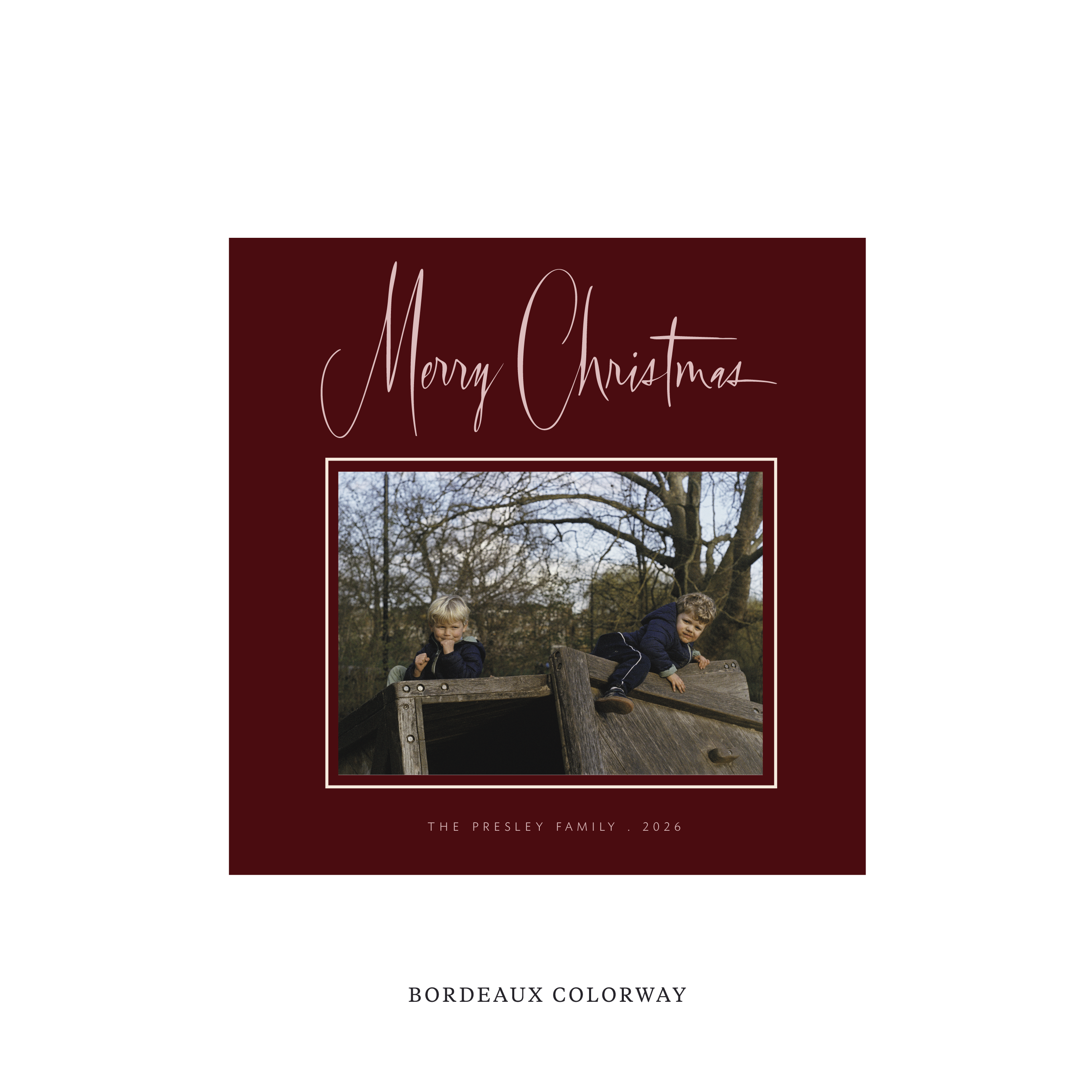 Presley Classic Flat Print Holiday Card, Square
