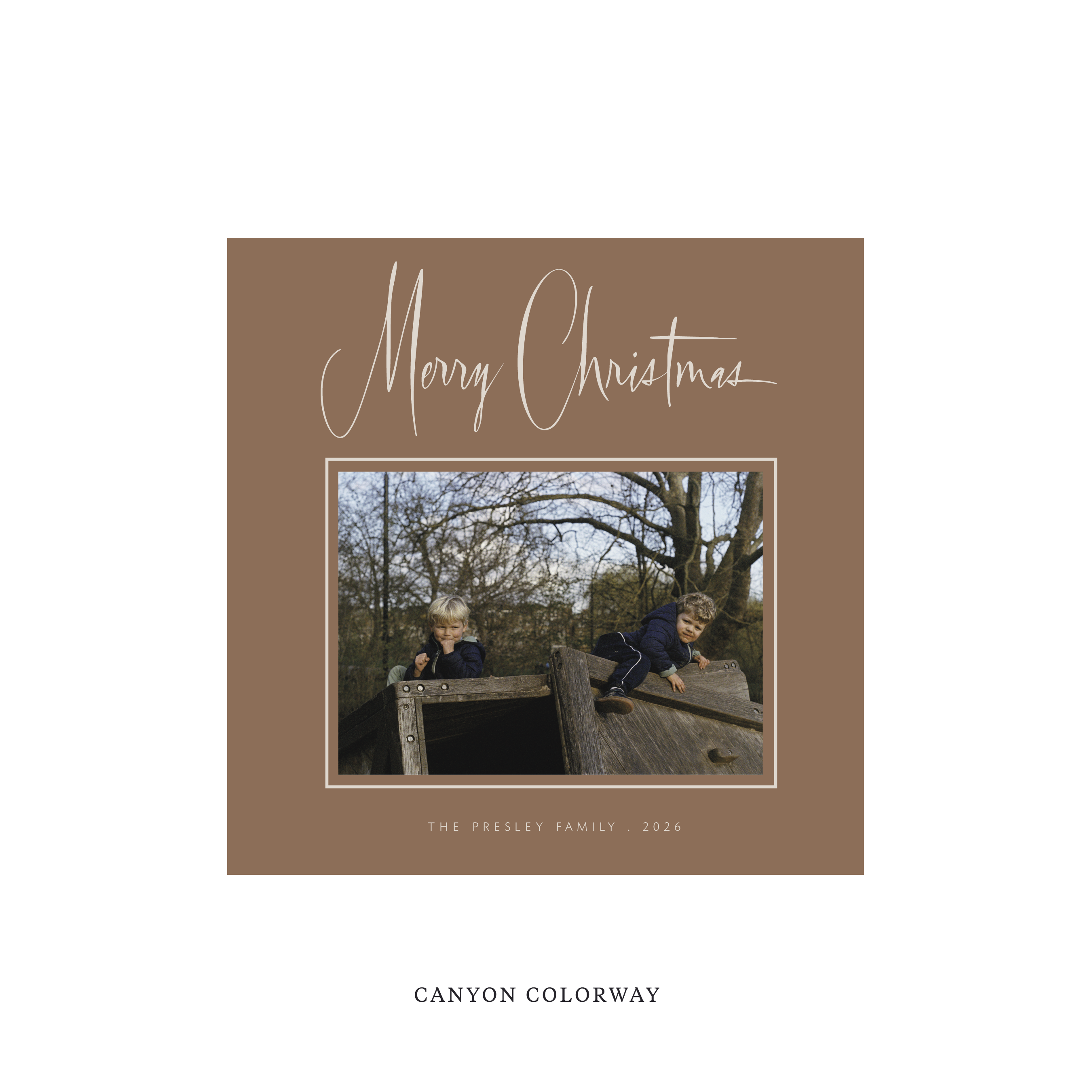 Presley Classic Flat Print Holiday Card, Square
