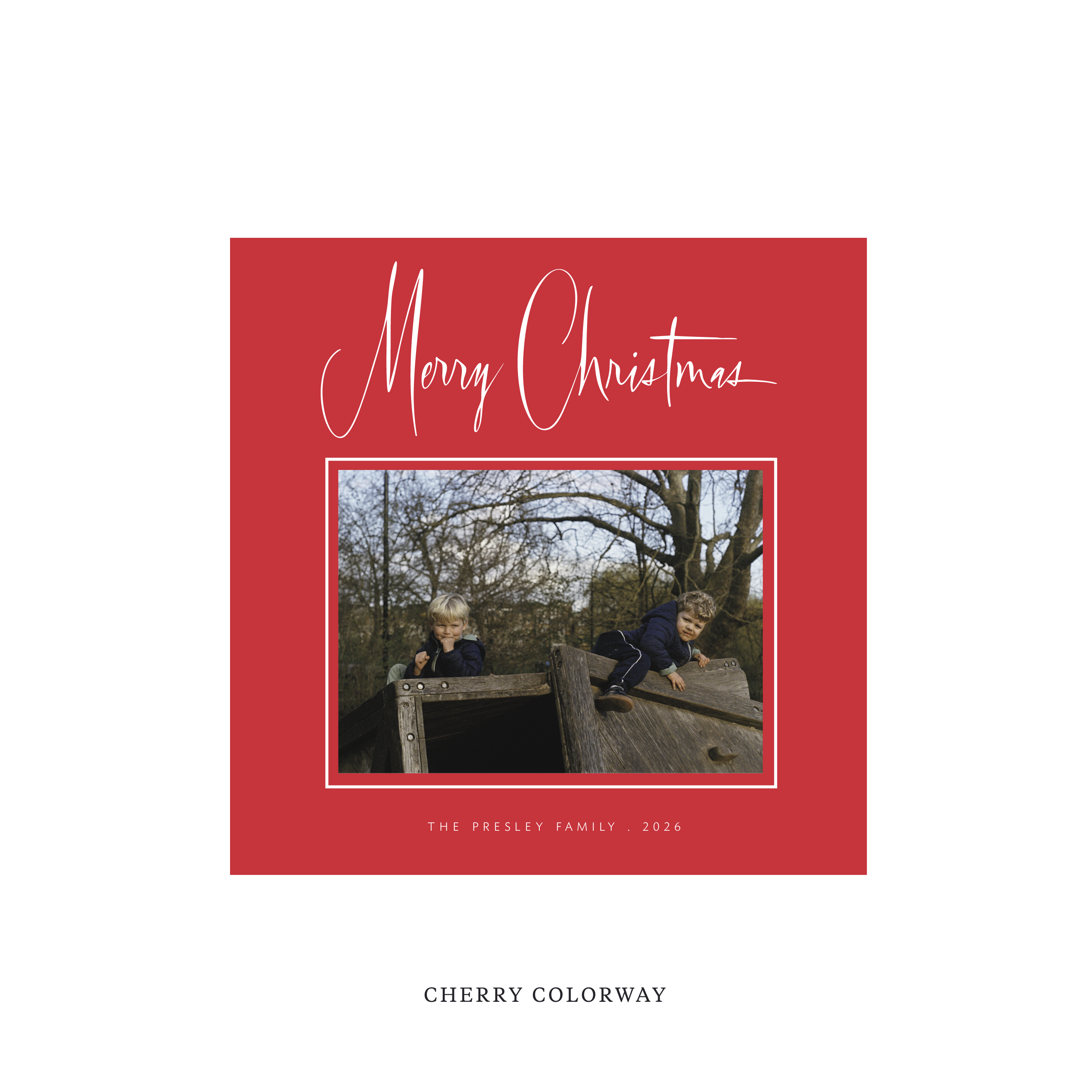 Presley Classic Flat Print Holiday Card, Square