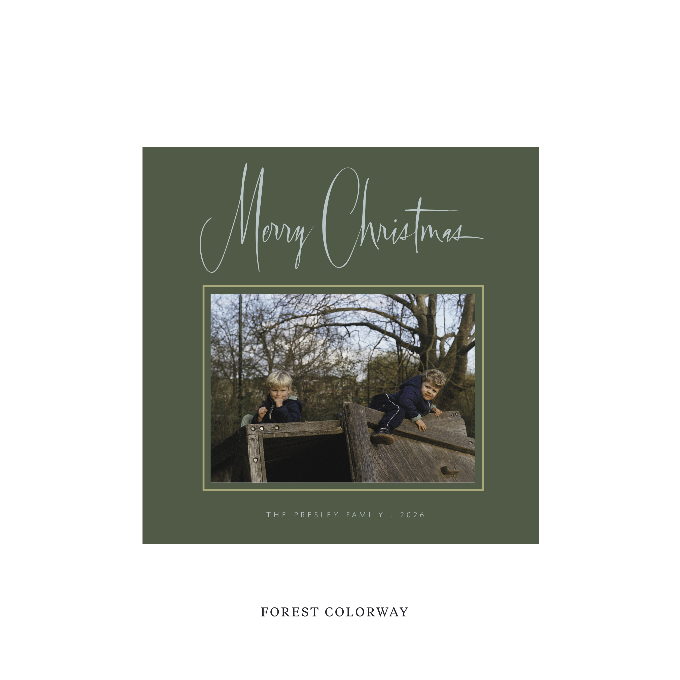 Presley Classic Flat Print Holiday Card, Square