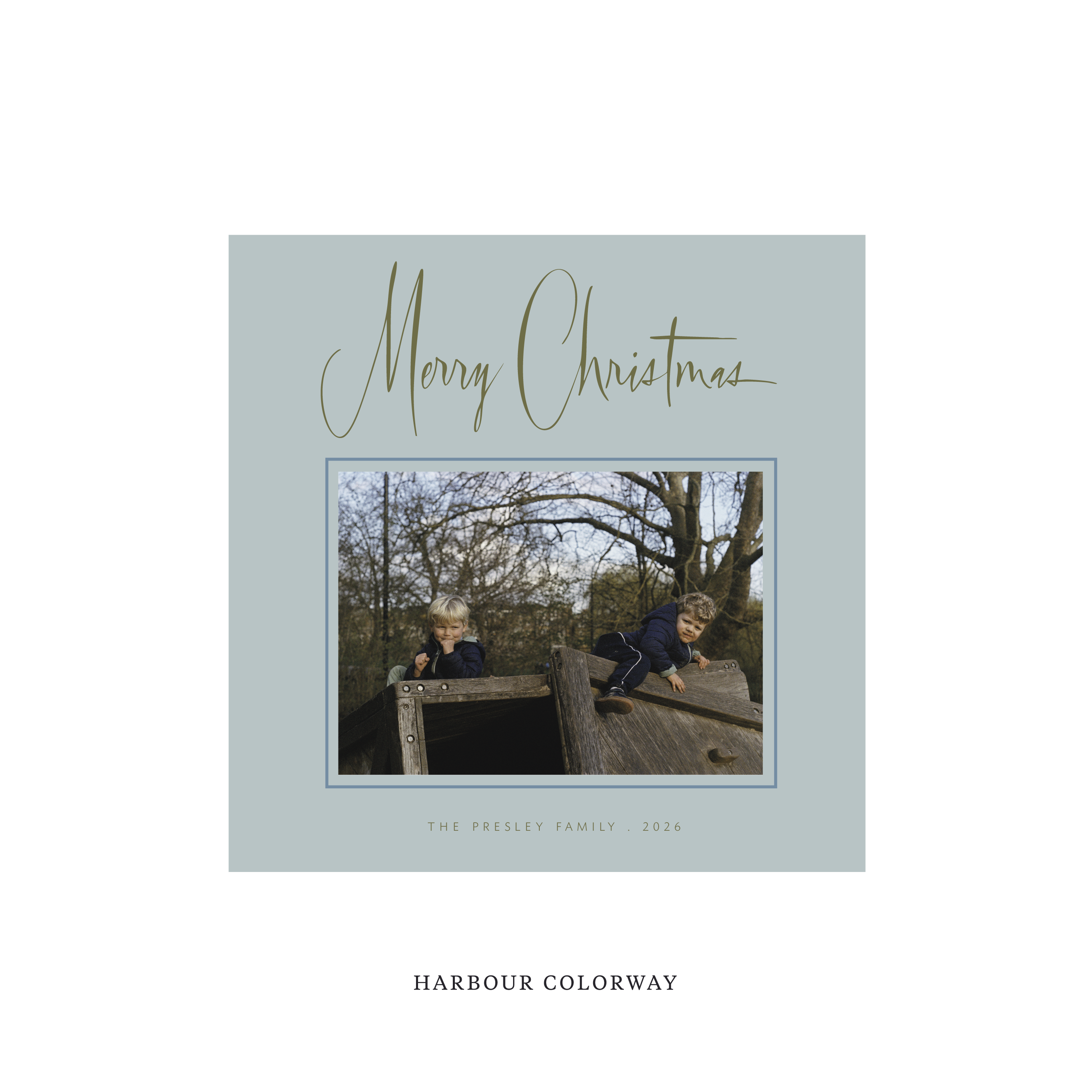 Presley Classic Flat Print Holiday Card, Square