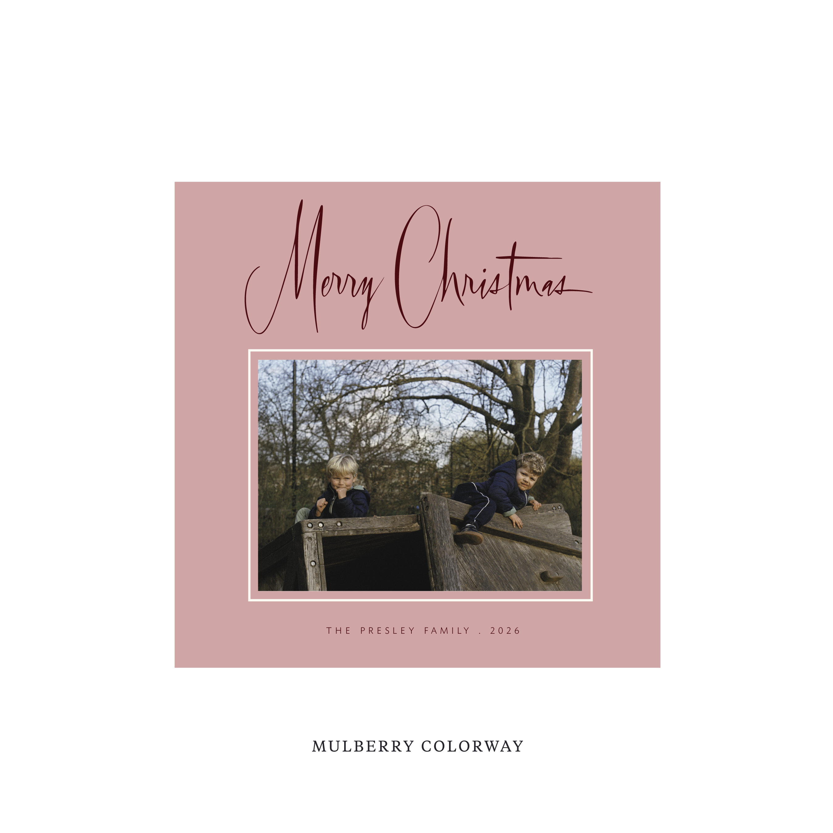 Presley Classic Flat Print Holiday Card, Square