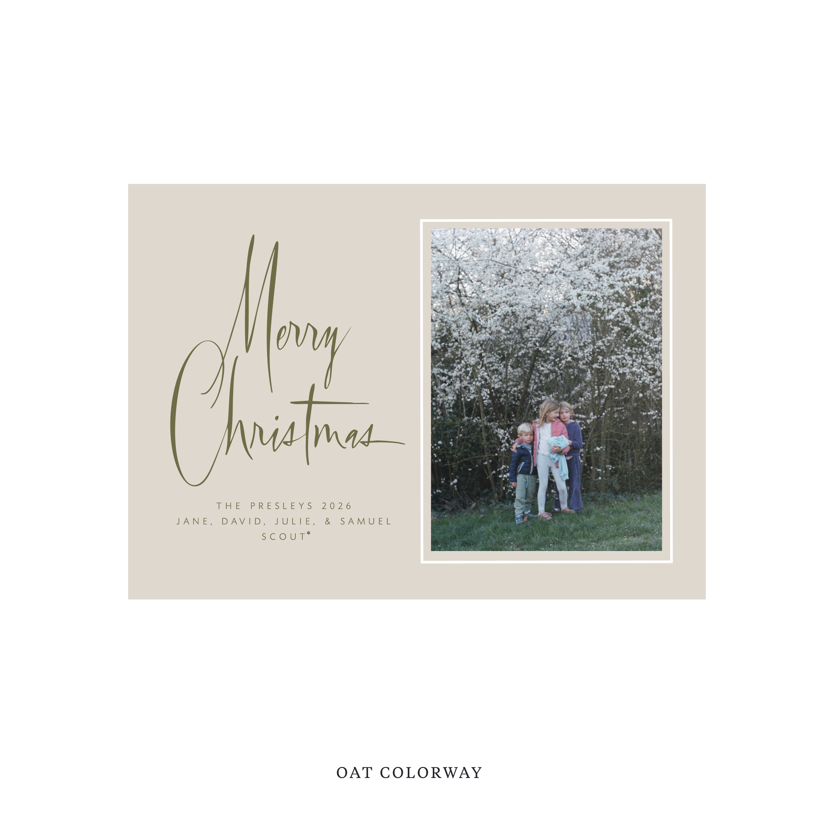 Presley Classic Flat Print Holiday Card, Medium