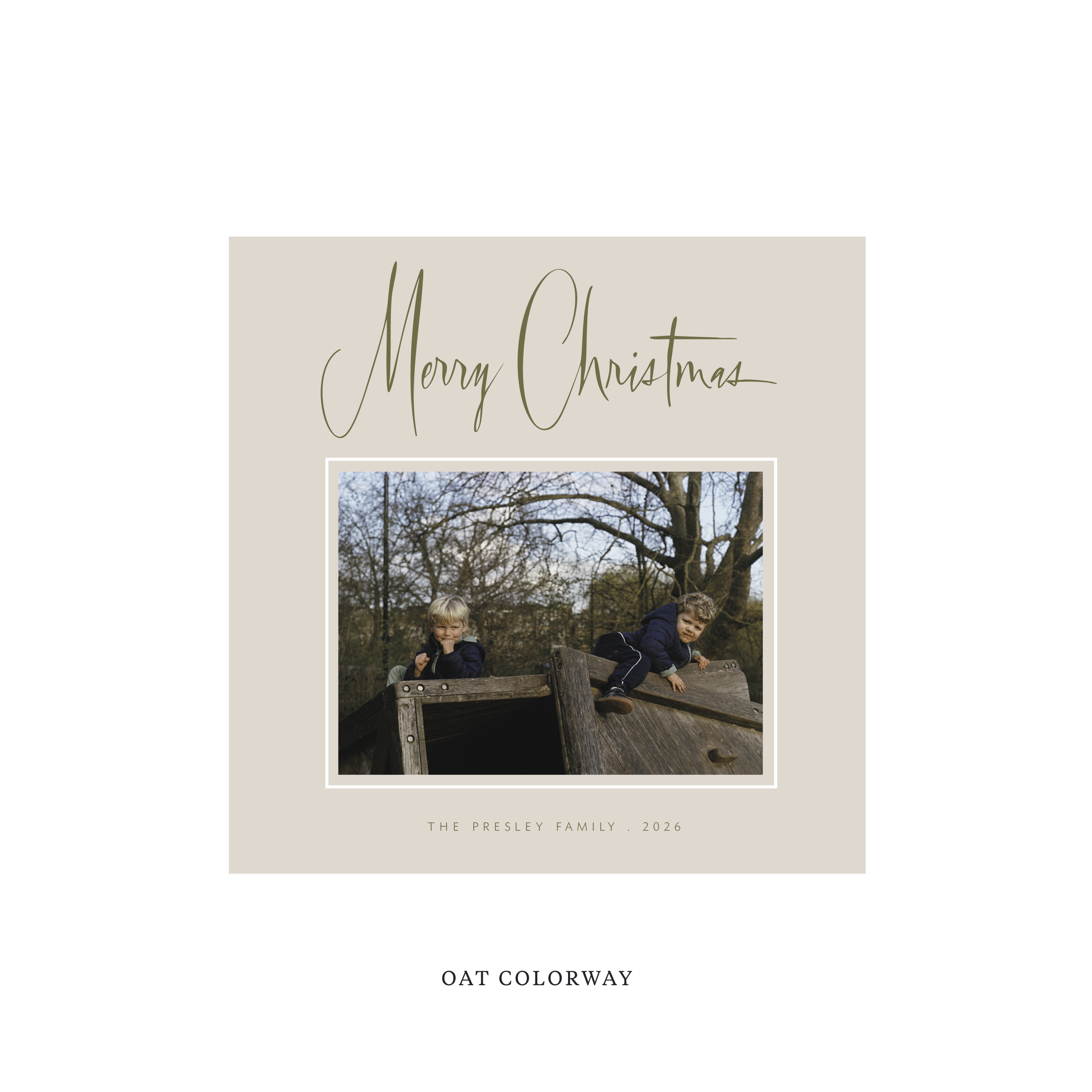 Presley Classic Flat Print Holiday Card, Square