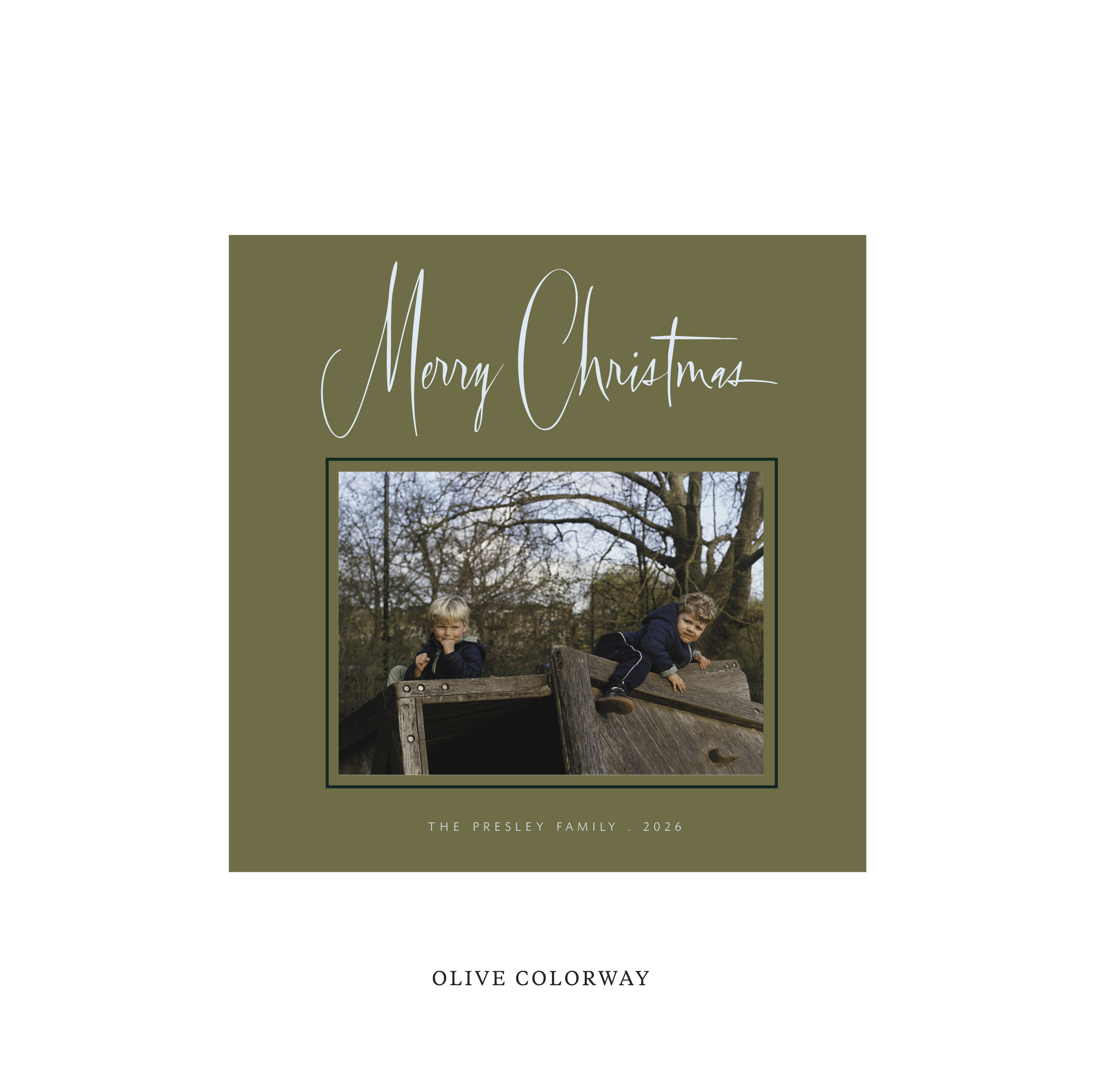 Presley Classic Flat Print Holiday Card, Square