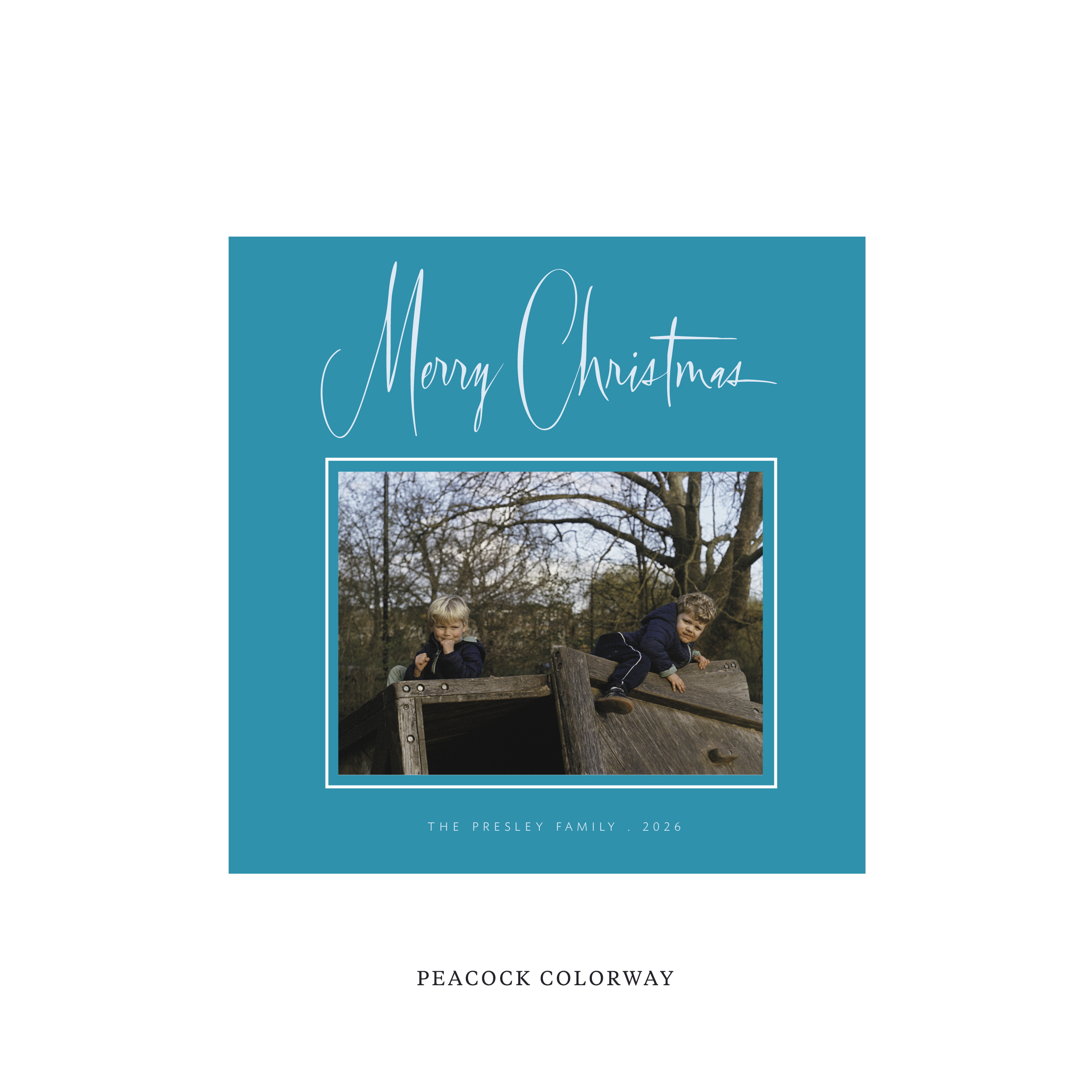 Presley Classic Flat Print Holiday Card, Square