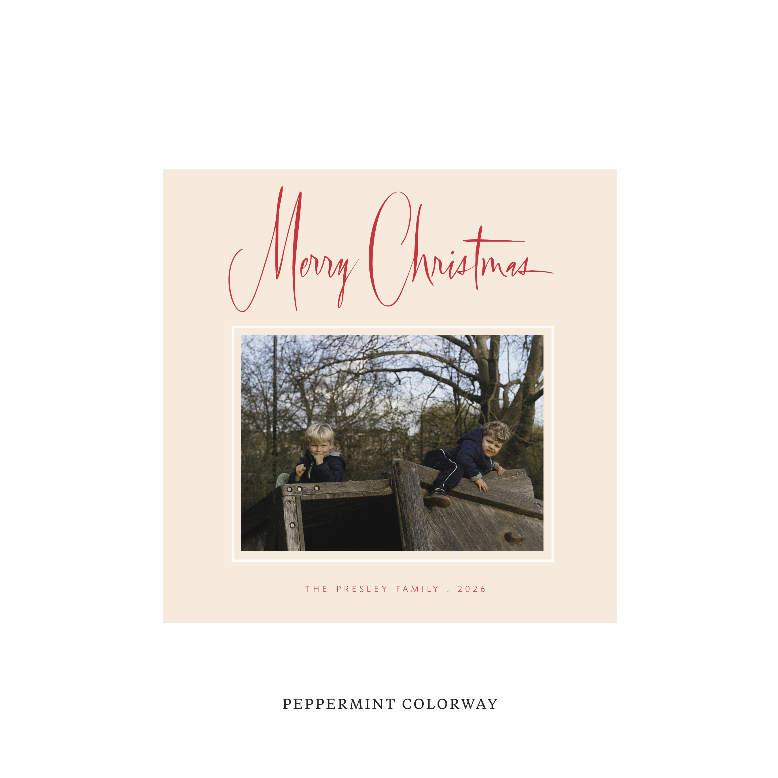Presley Classic Flat Print Holiday Card, Square