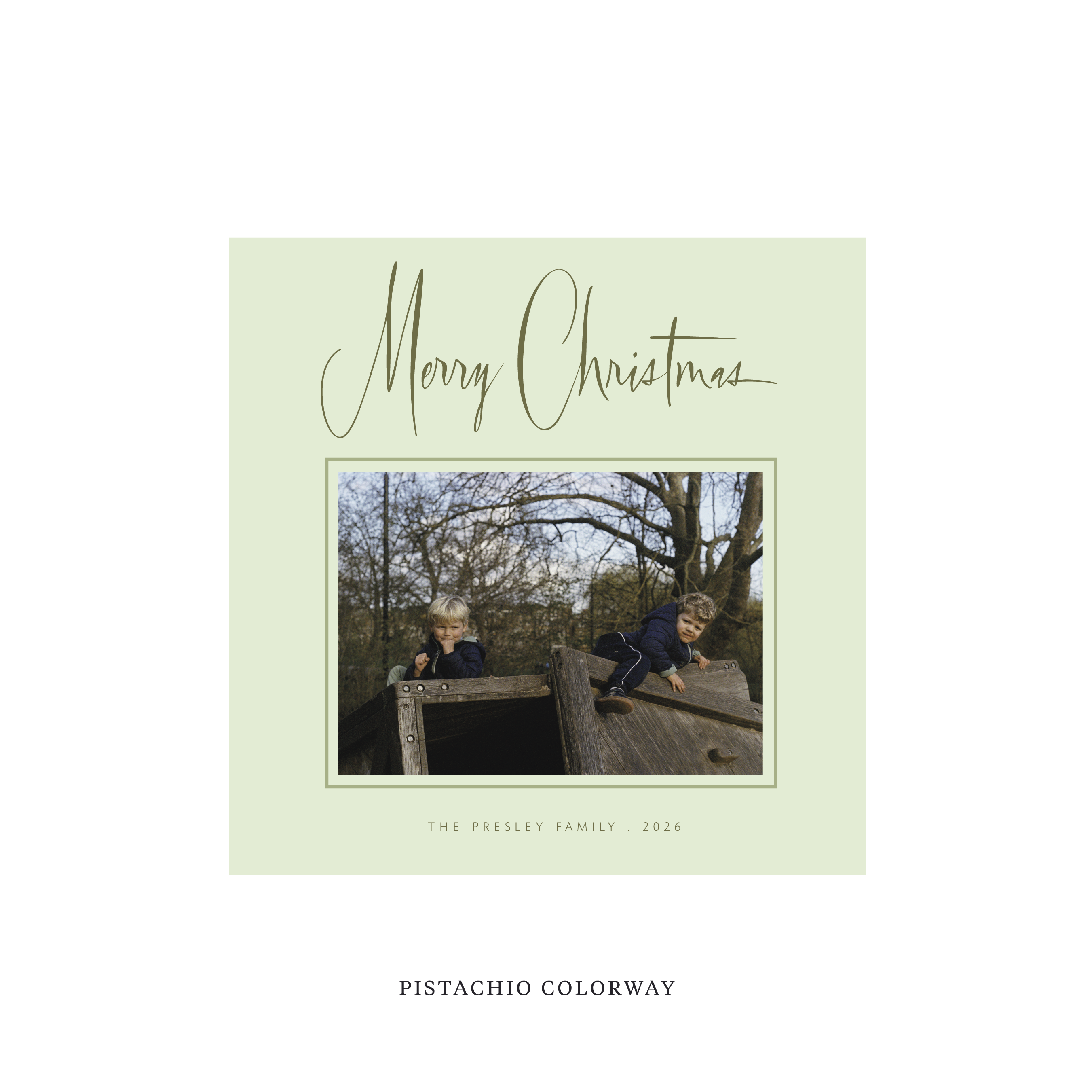 Presley Classic Flat Print Holiday Card, Square
