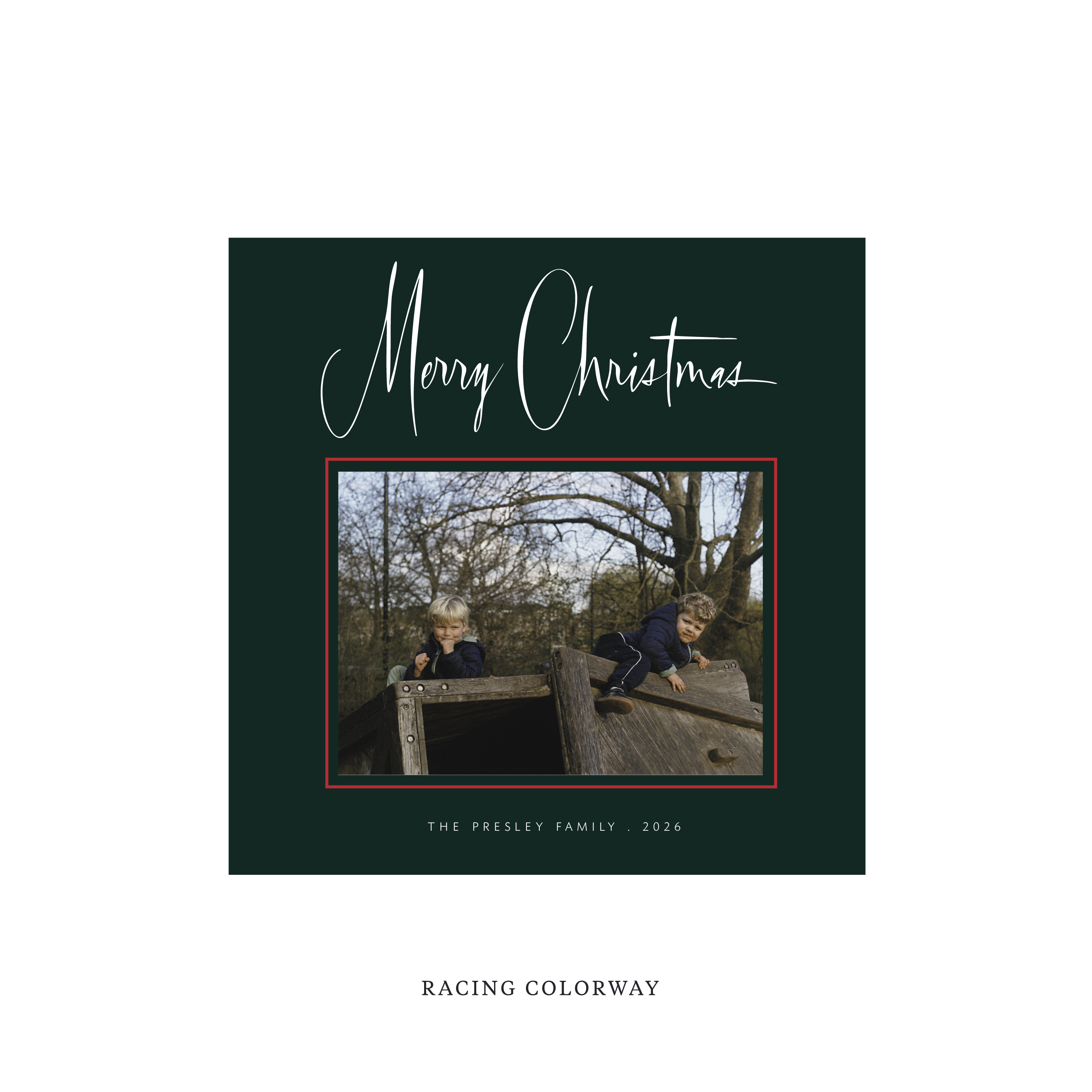 Presley Classic Flat Print Holiday Card, Square