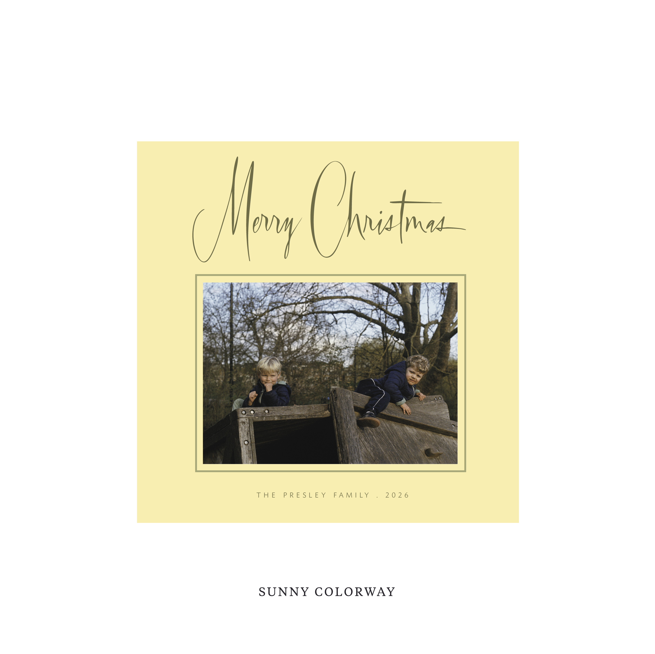 Presley Classic Flat Print Holiday Card, Square