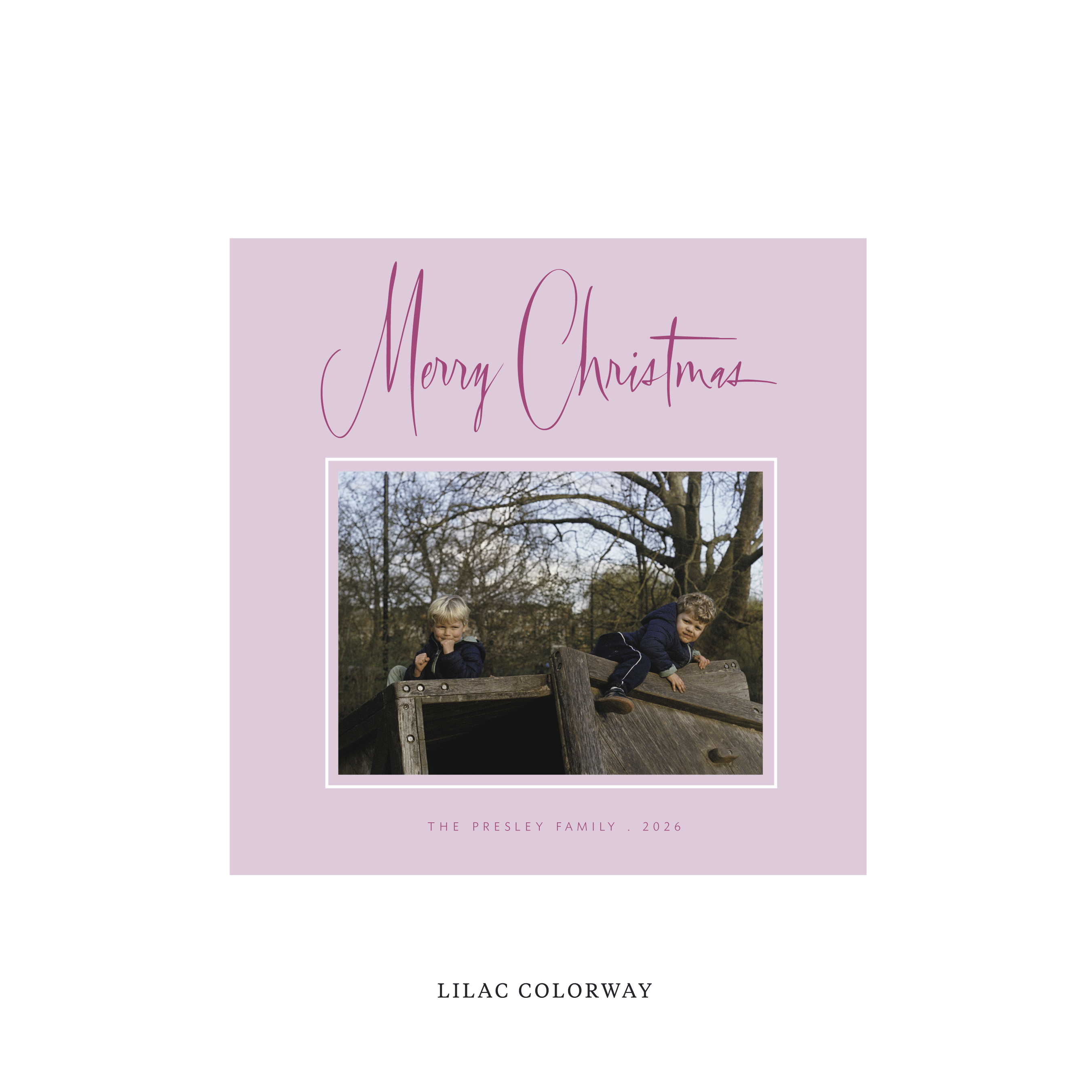 Presley Classic Flat Print Holiday Card, Square