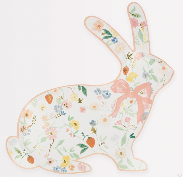 Spring Floral Bunny Shaped Plates