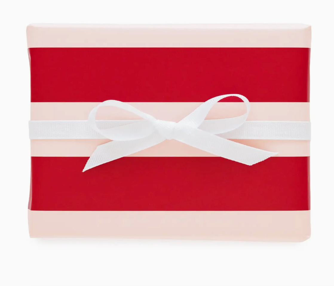 Cranberry and Blush Stripe Gift Wrap Sheets (Set of 3)