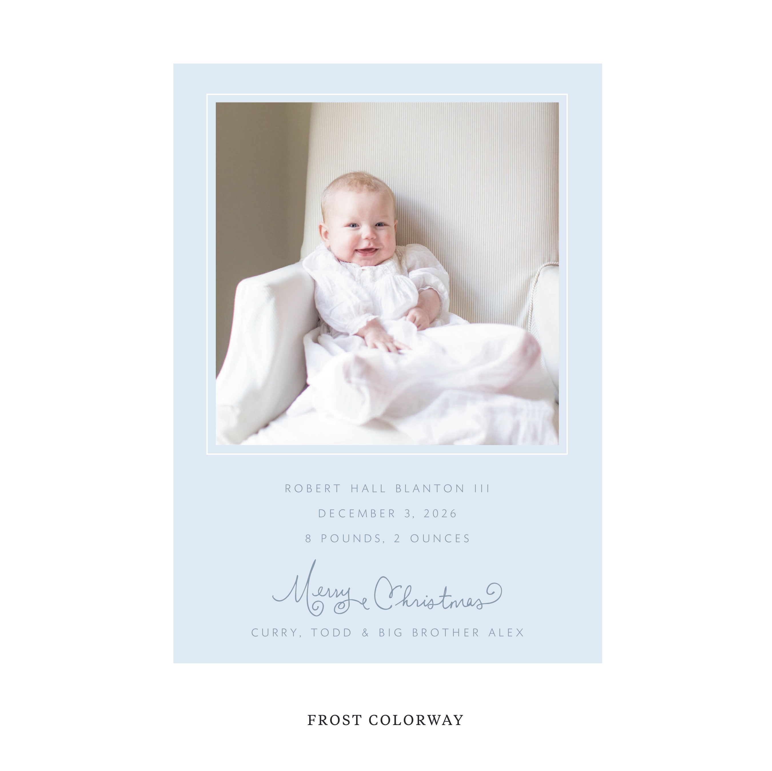 Sinclair Classic Flat Print Holiday Card, Large Birth Announcement