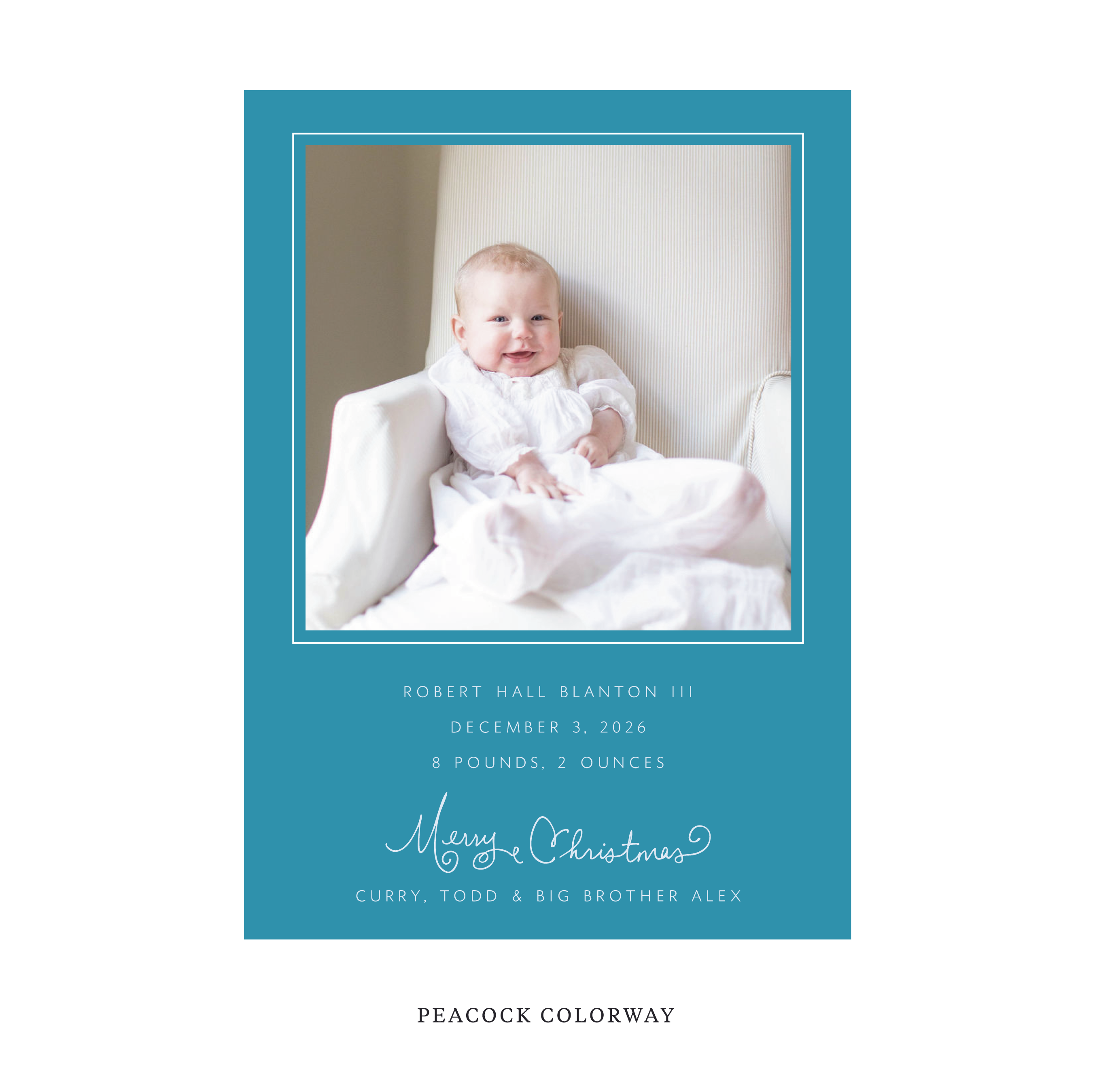 Sinclair Classic Flat Print Holiday Card, Large Birth Announcement