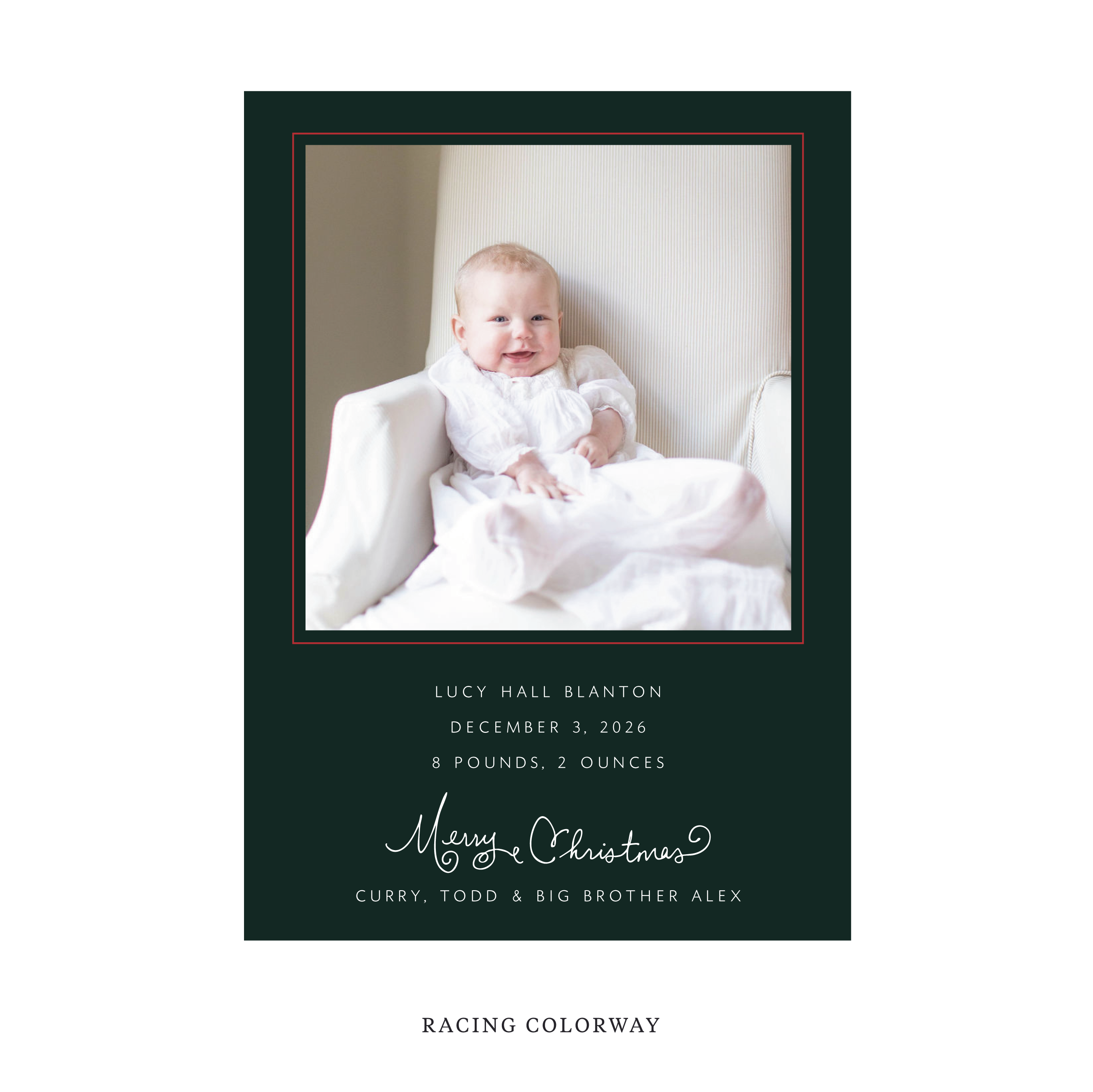 Sinclair Classic Flat Print Holiday Card, Large Birth Announcement