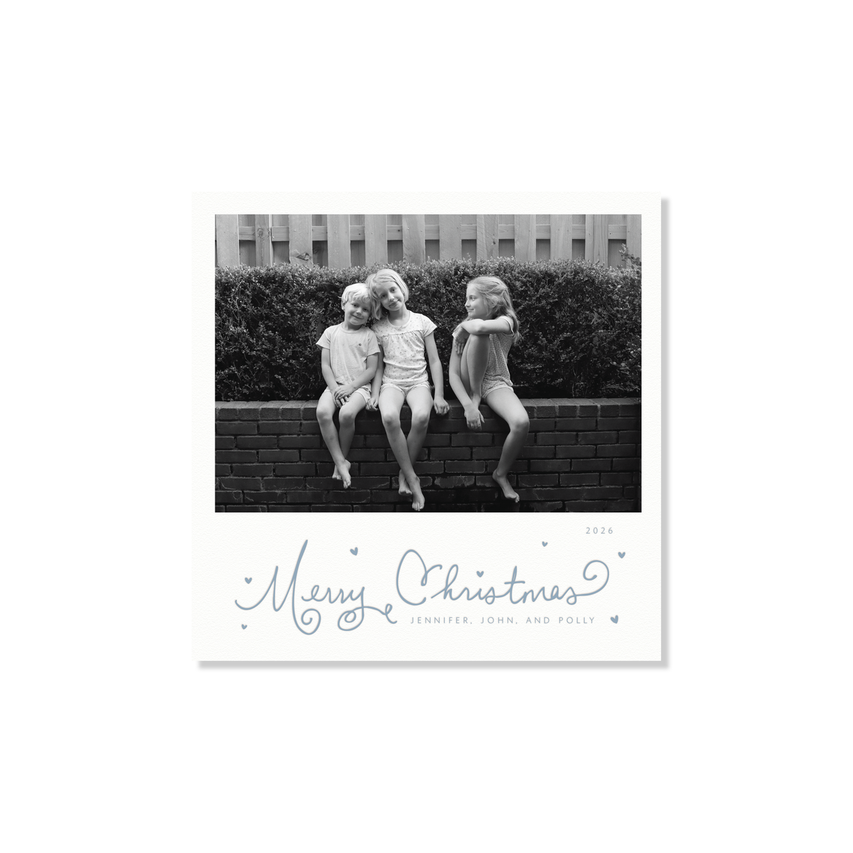 Sinclair Letterpress Holiday Card, Small Square (White Paper)