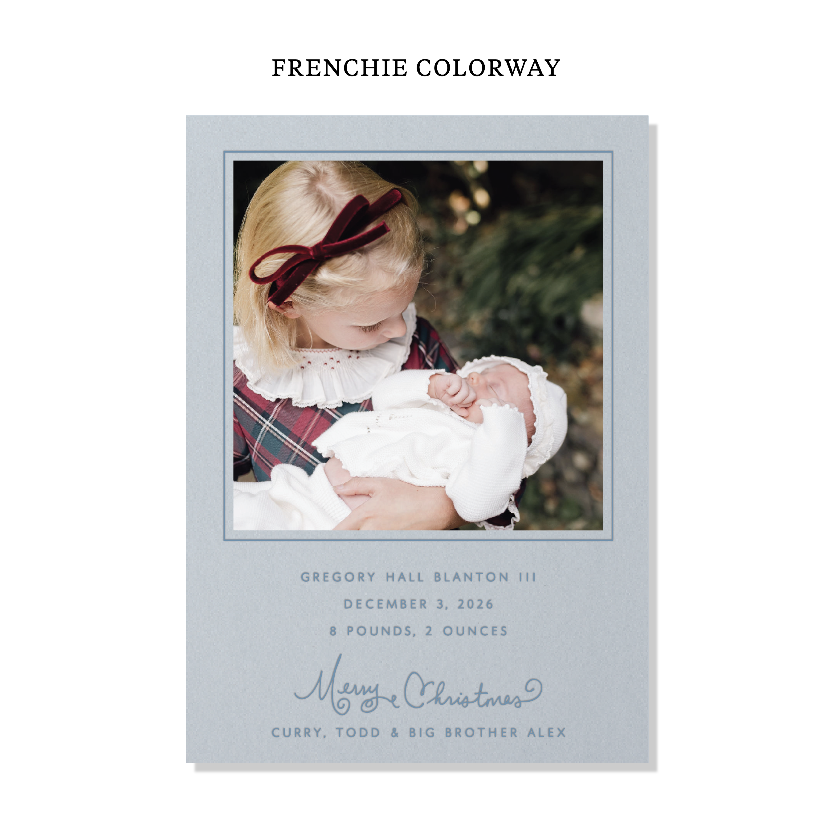 Sinclair Birth Announcement Letterpress Holiday Card, Large (Colored Paper)